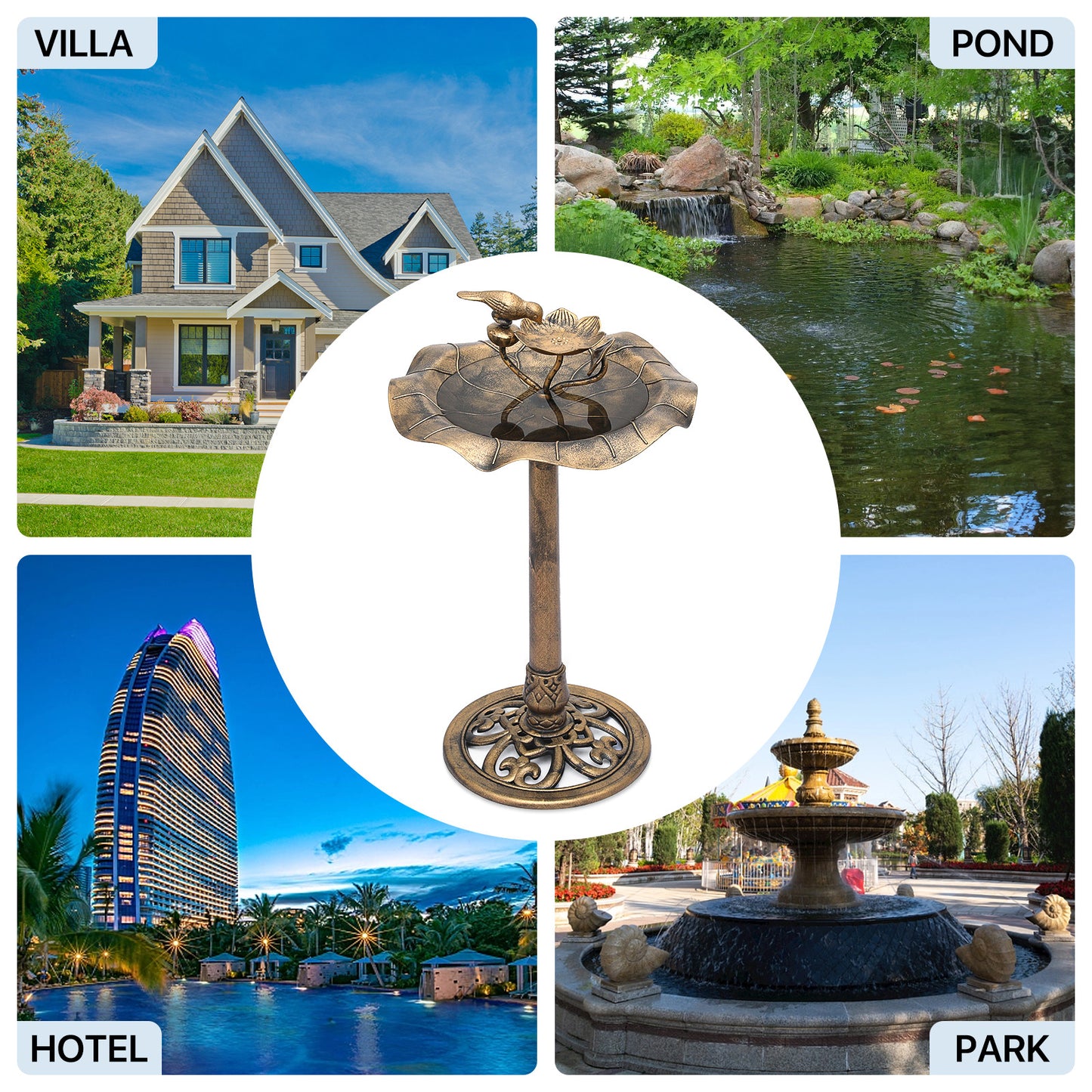 28" Garden Bird Bath - 3 Pcs Nails