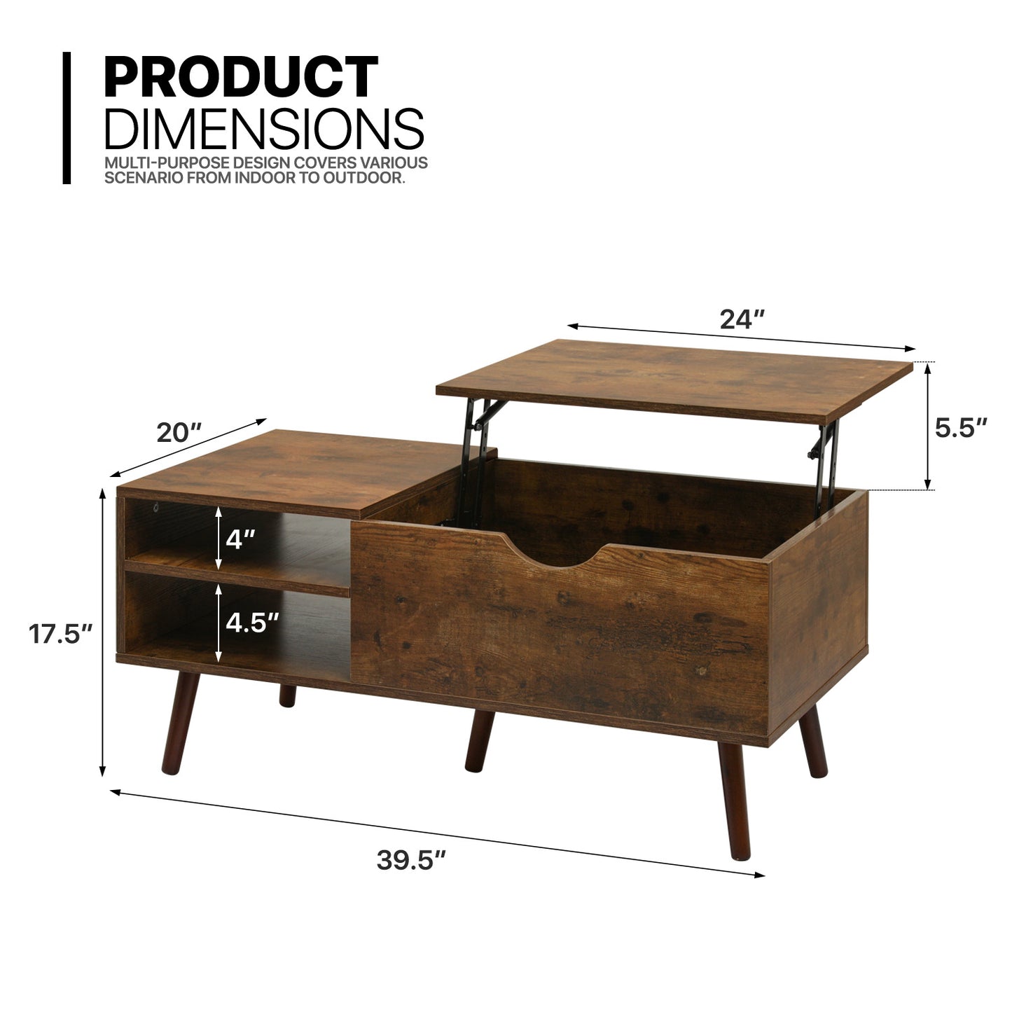Lift-top Coffee Table 39.5“x20"x17.5"