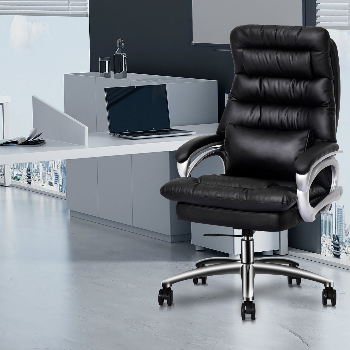 Faux Leather Executive Chair with Lumbar Support