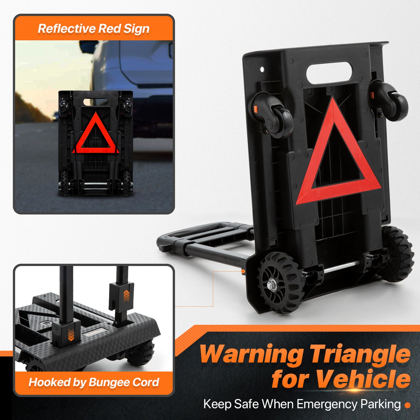 Folding Trolley w/Detachable Bag & Belt - Detachable Front Wheel