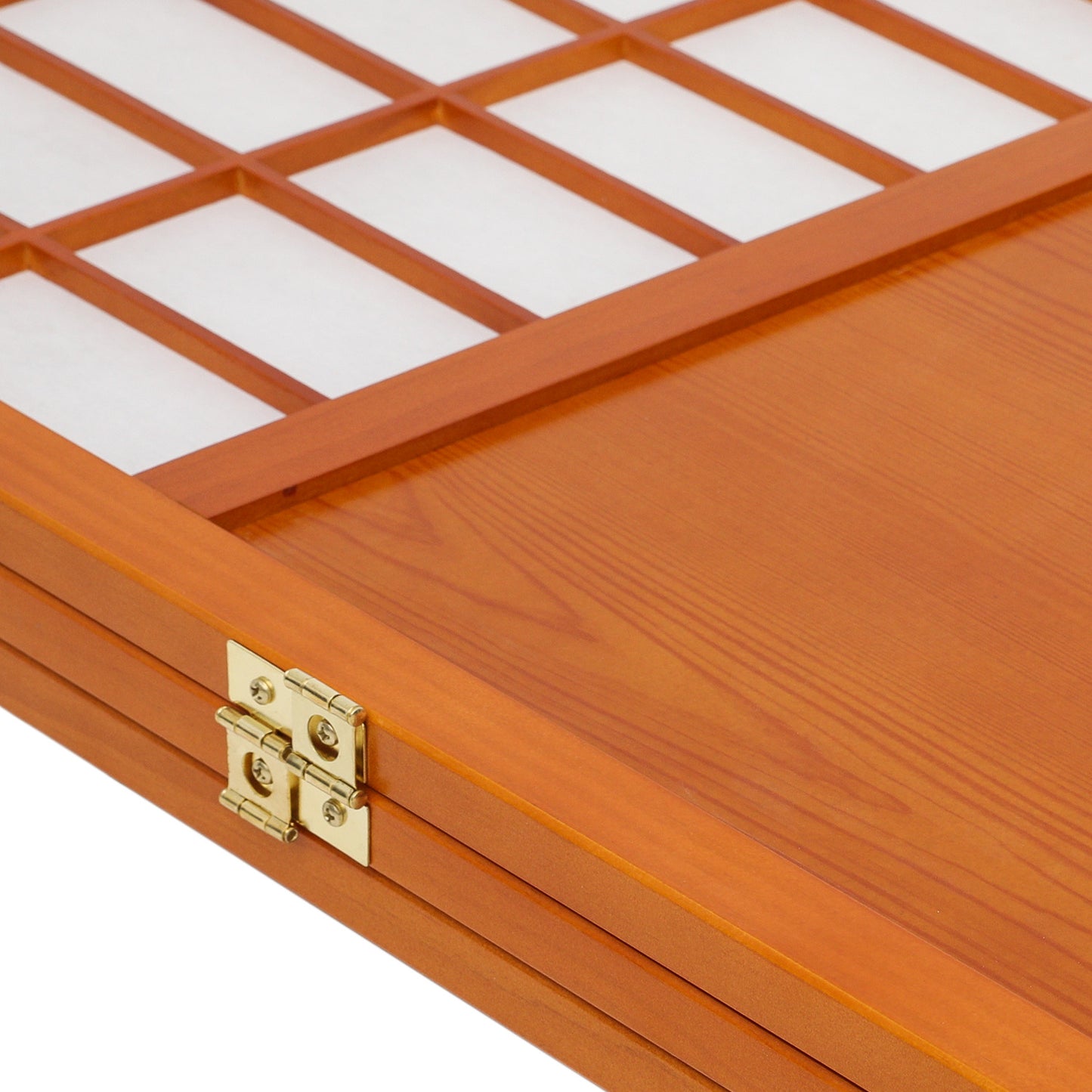 3-Panel Small Grid Room Divider w/Low Slat - Walnut