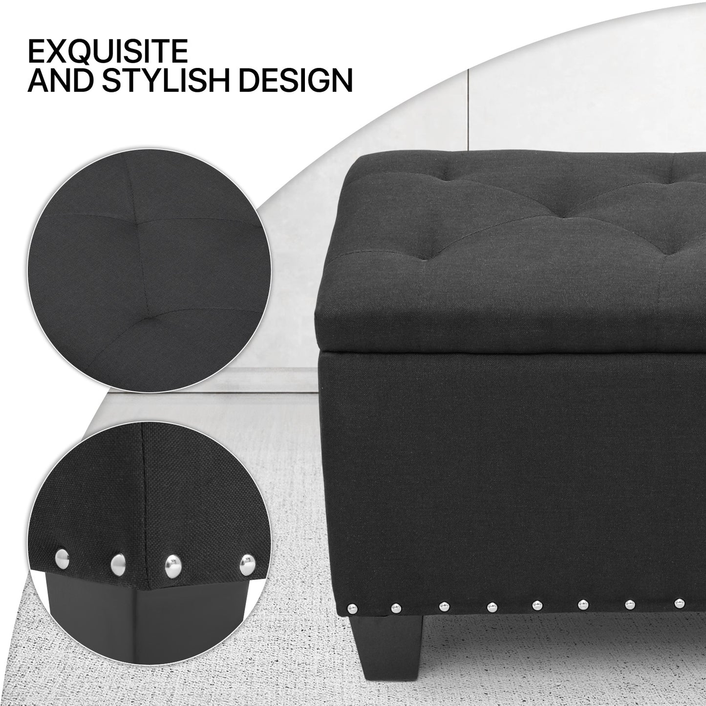 42" Storage Bench Lift Top Tufted Poufs Ottoman Upholstered Footrest Stool