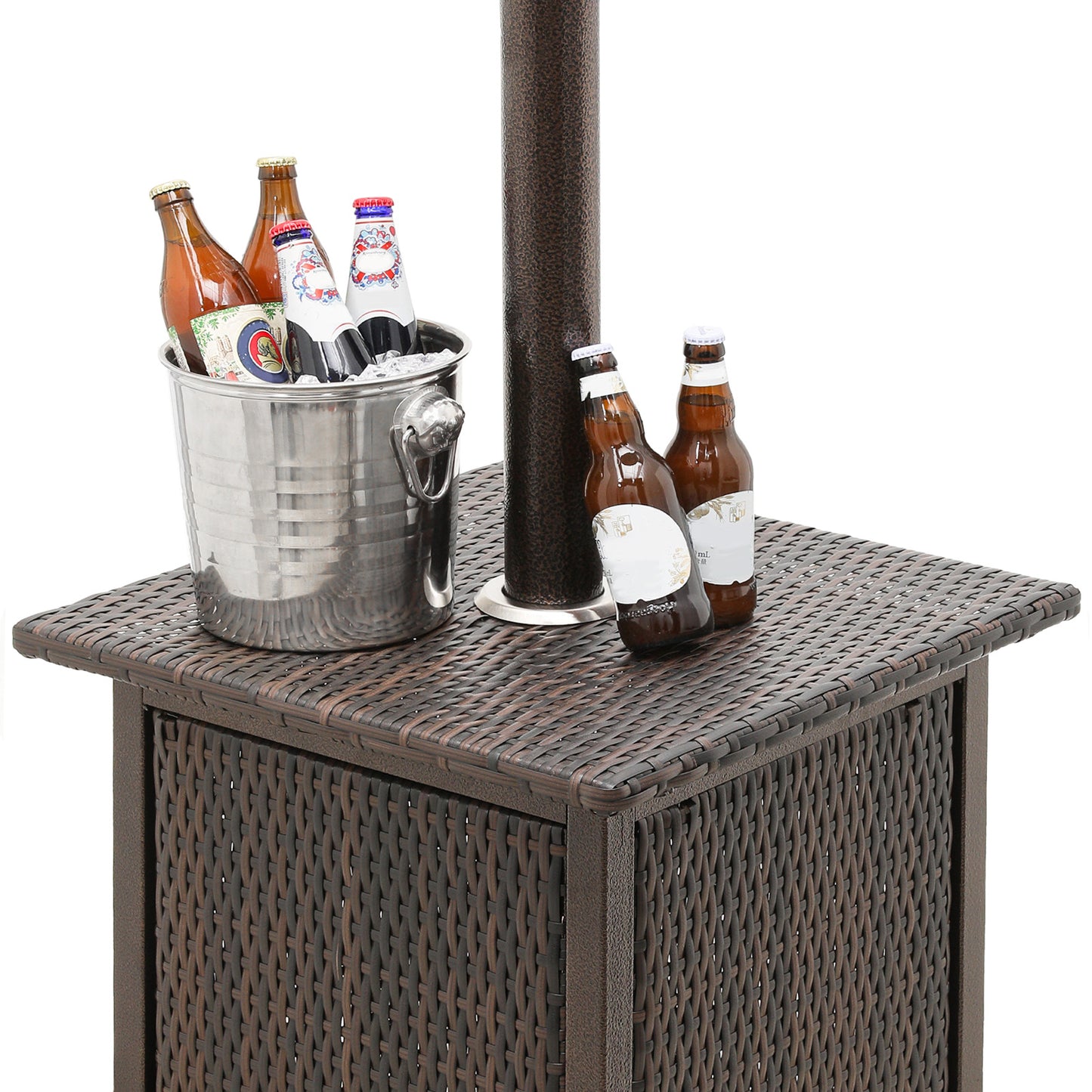 Outdoor 48,000 BTU Propane Patio Heater - w/PE Wicker Table - Anti-Tilt Protection