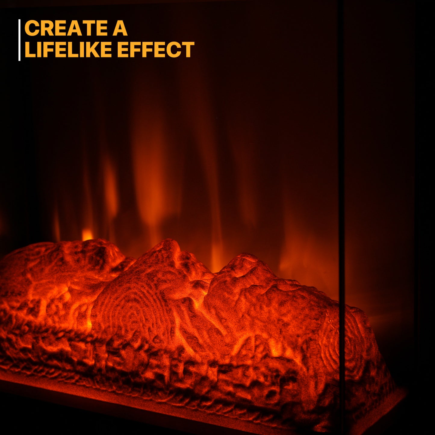 Freestanding Electric Fireplace - 1500W Space Heater - Adjustable Flame Brightness