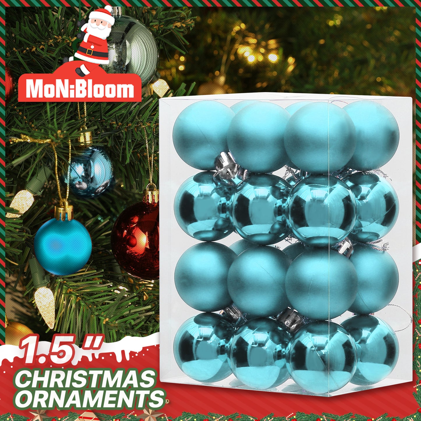 Ball Ornament - 1.5'' Diameter - 24PCS - 12*Shiny 12*Matte