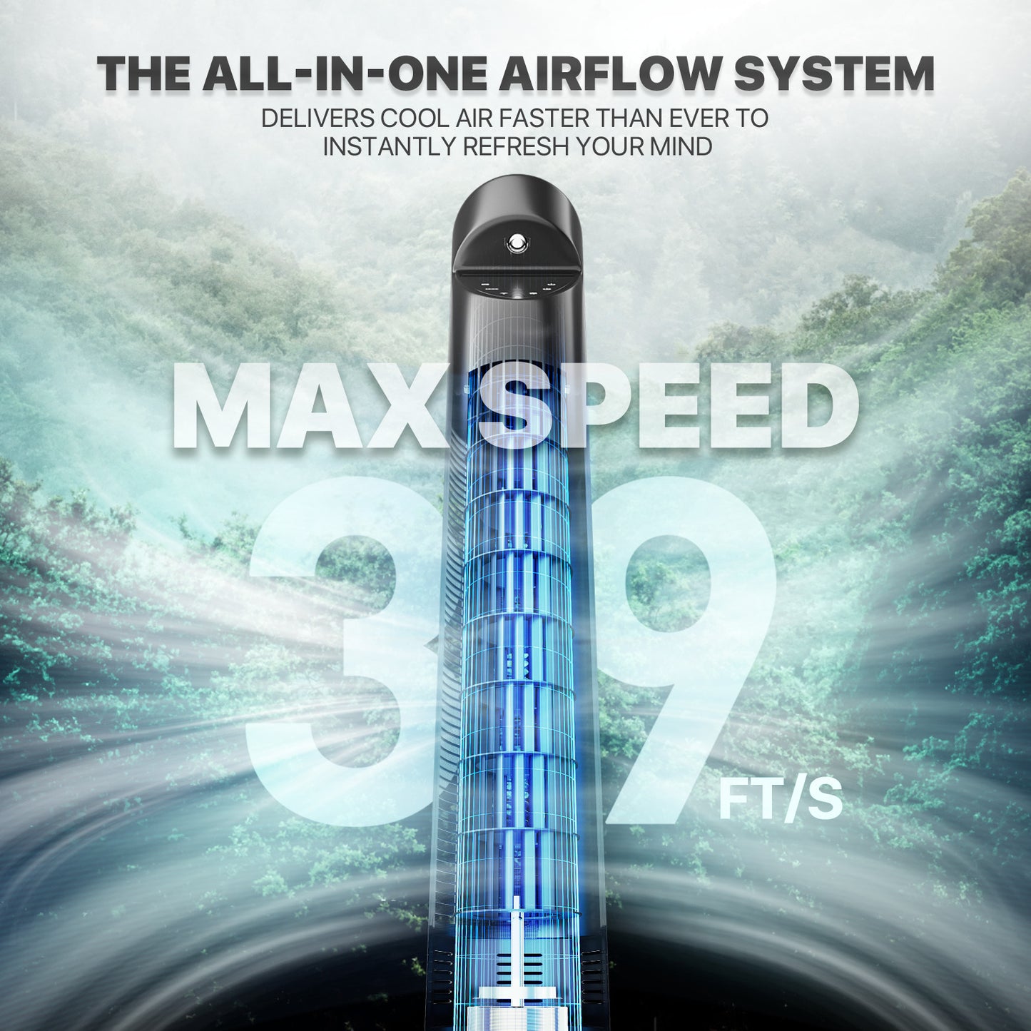 47" Tower fan 3 Speed - Room Temperature Display - Touch Screen Control - LED Down Light