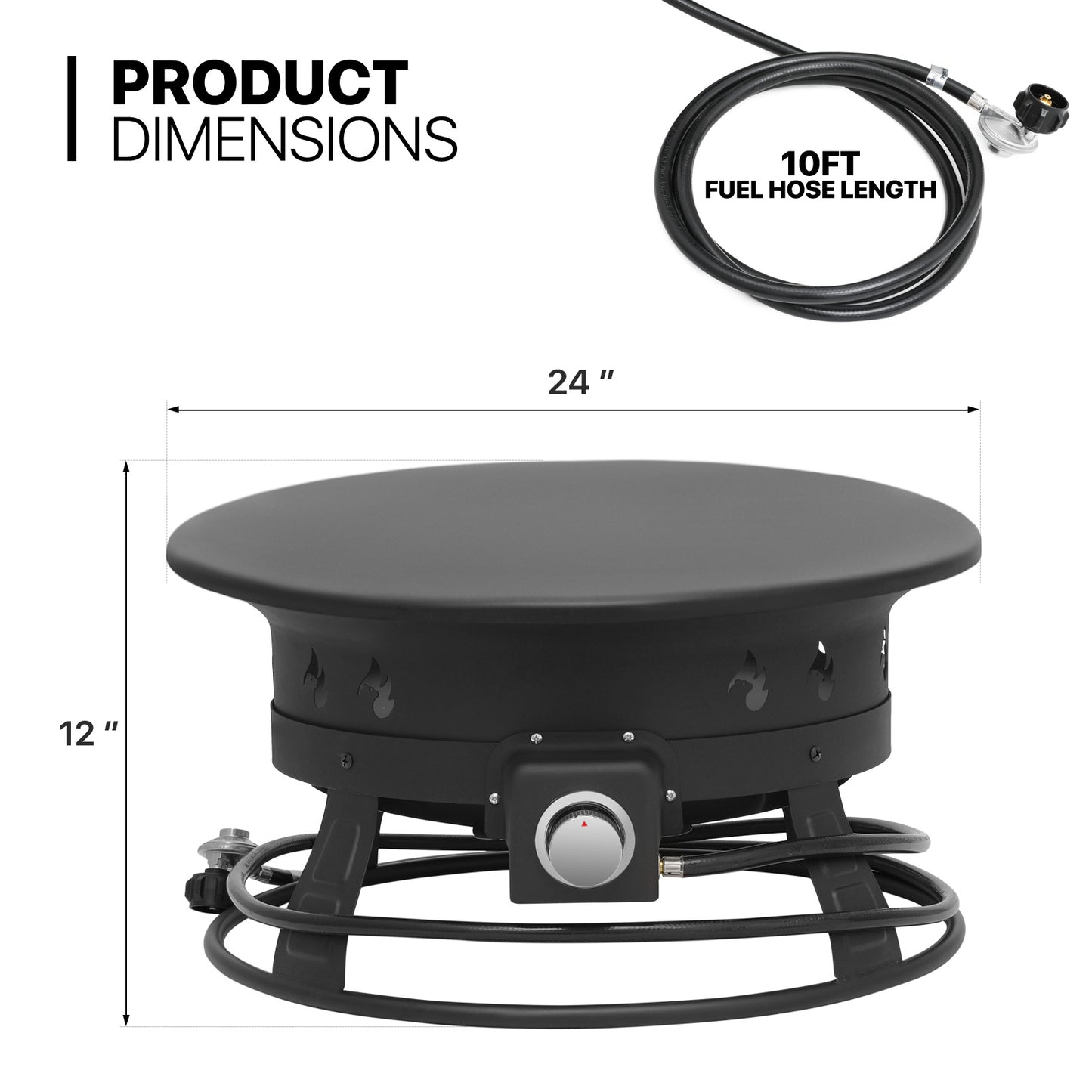 52,000 BTU Propane Fire Pit - with Cover, Lava Rocks