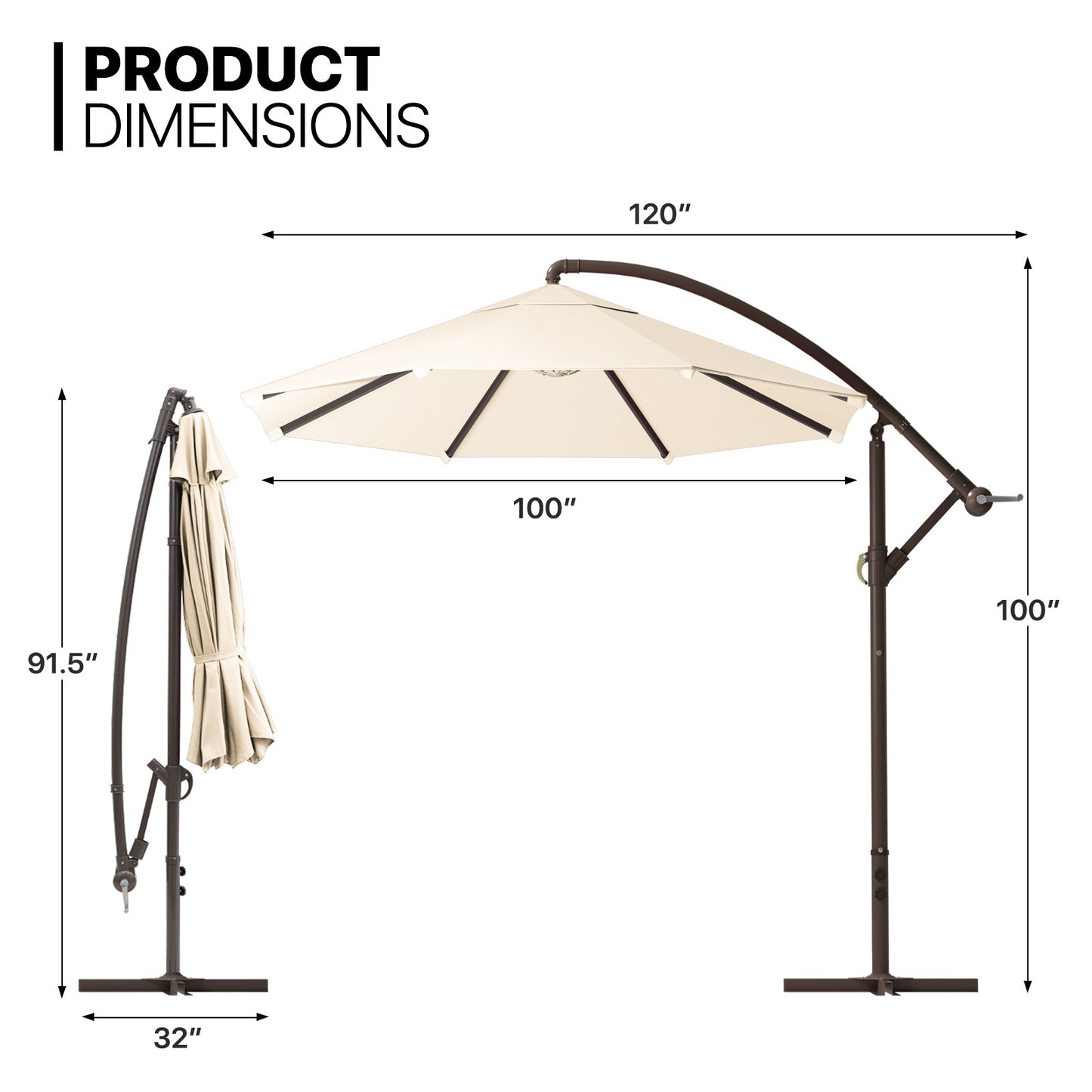 8.5 Ft Hanging Umbrella - 160g Polyester