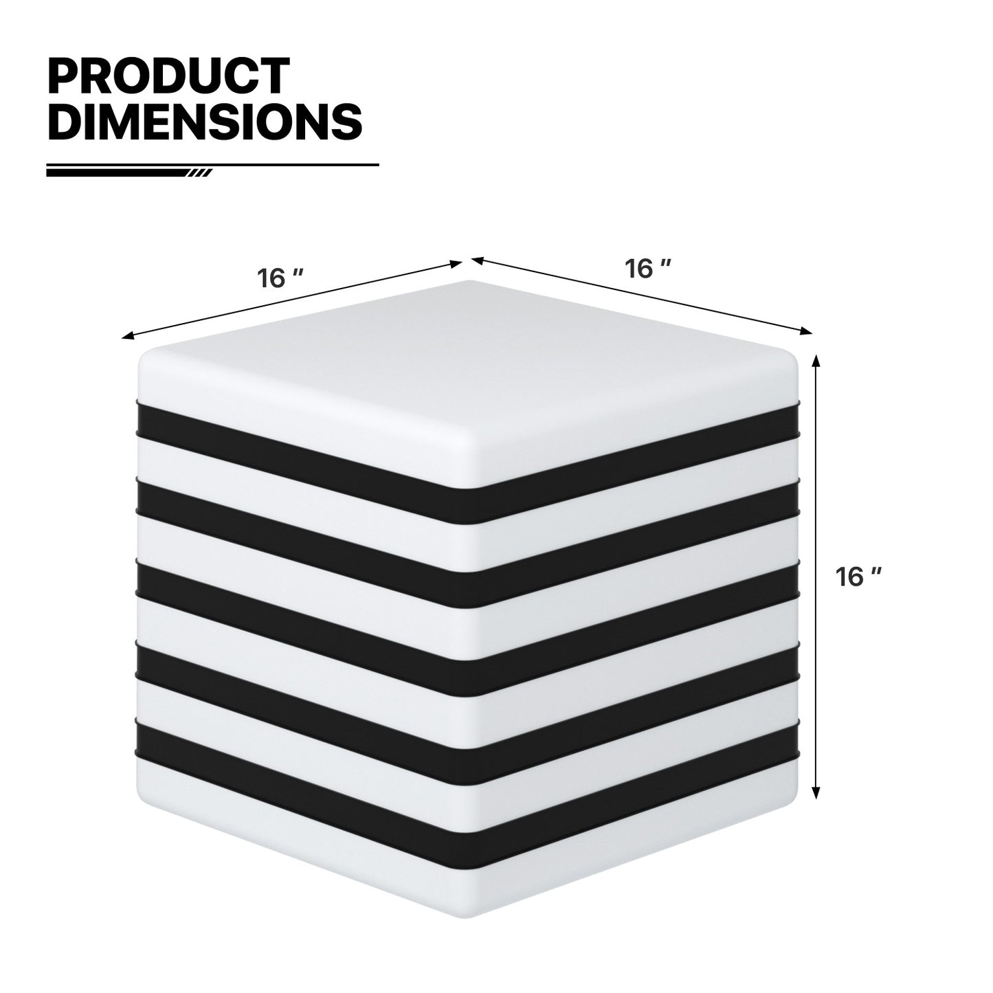 LED - Stool - 16''Cube with Striped - 16 Colors Remote Control