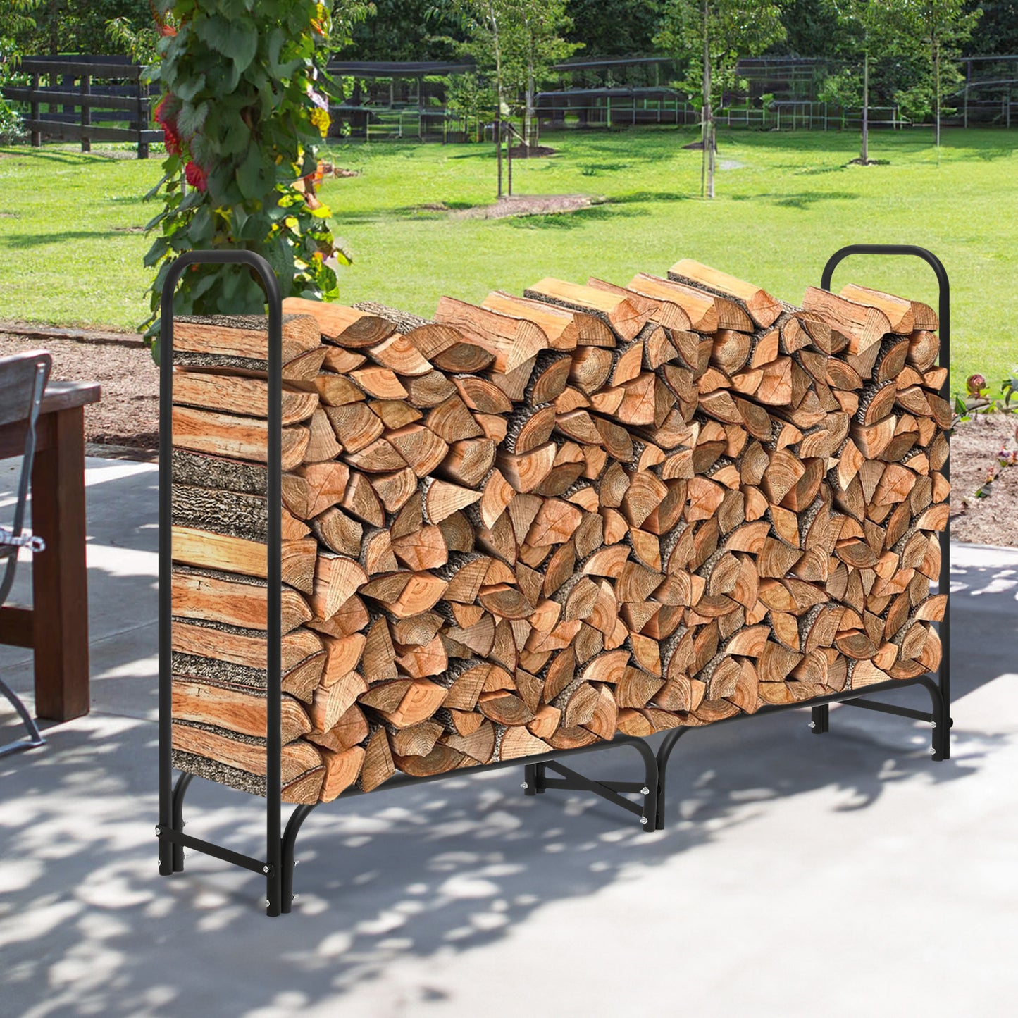 7 Ft Firewood Storage Rack - with Waterproof Cover