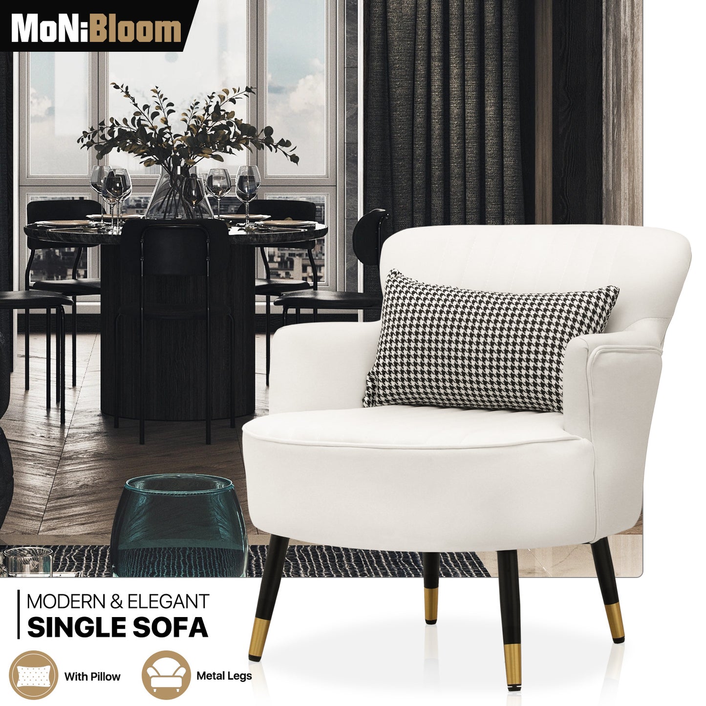 Laux Leather Accent Chair - Single Sofa - 30" Width