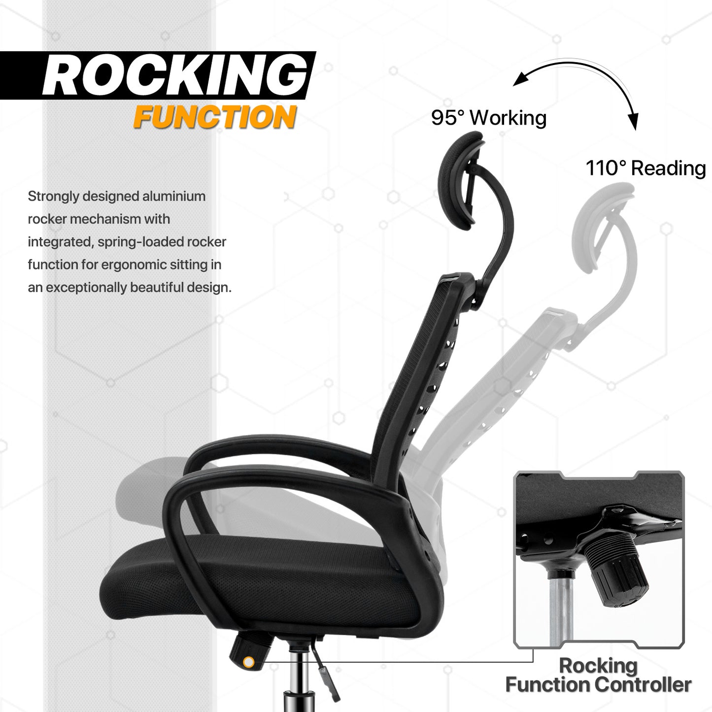 Mesh Task Chair with Headrest - Black - 29" x 47" Studded Mat Set
