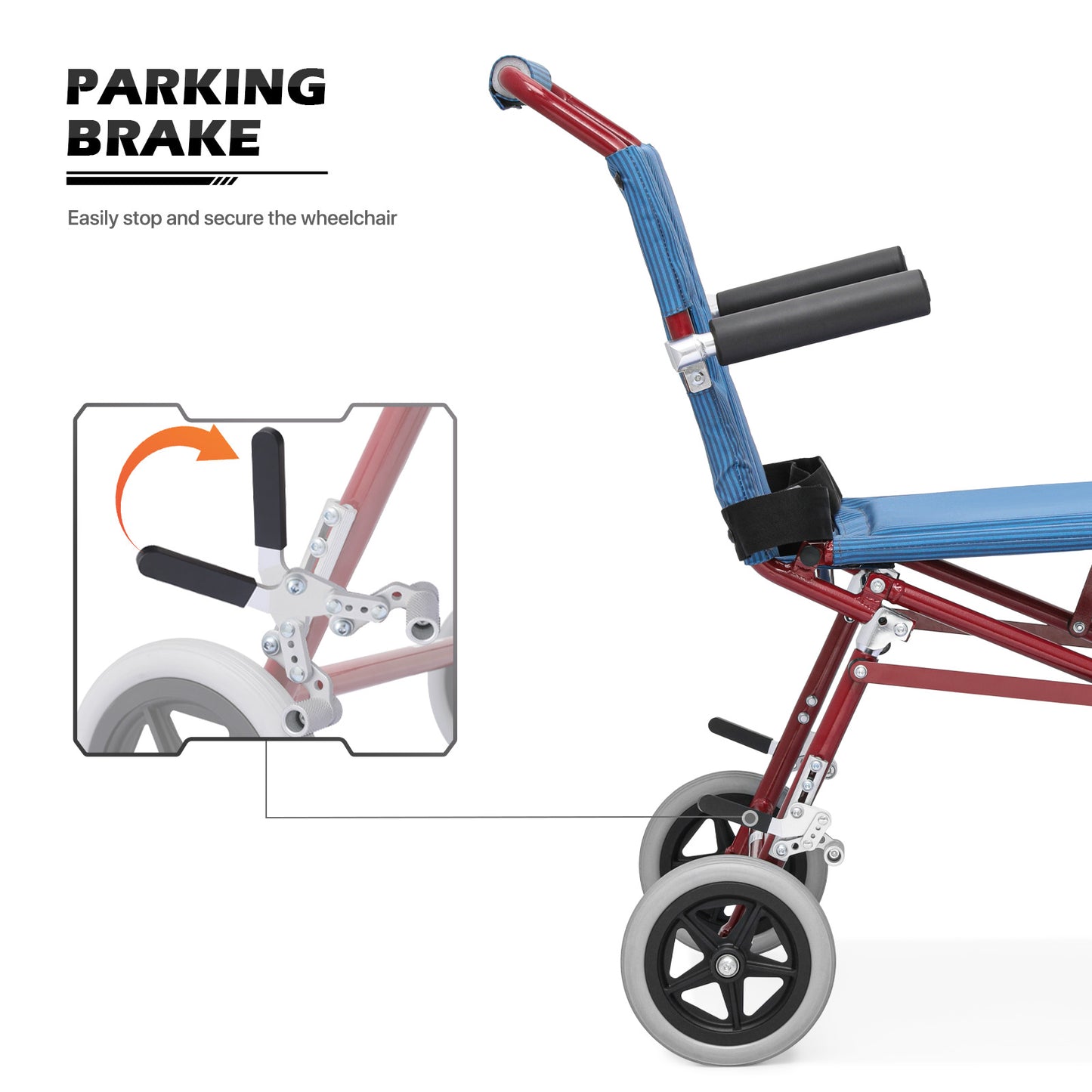 Transport Wheelchair - Red - Can Be Carry-on Plane