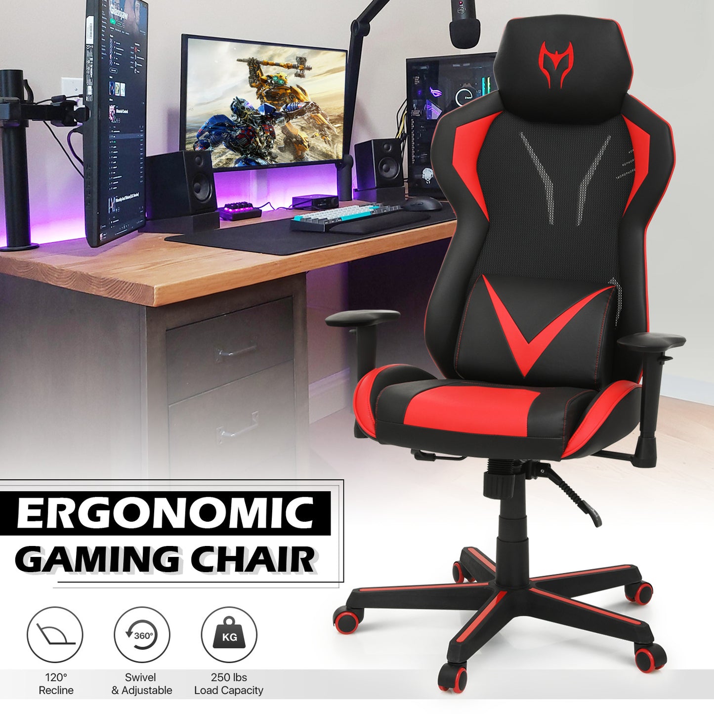 Gaming Chair w/Lumbar Support & Headrest #007