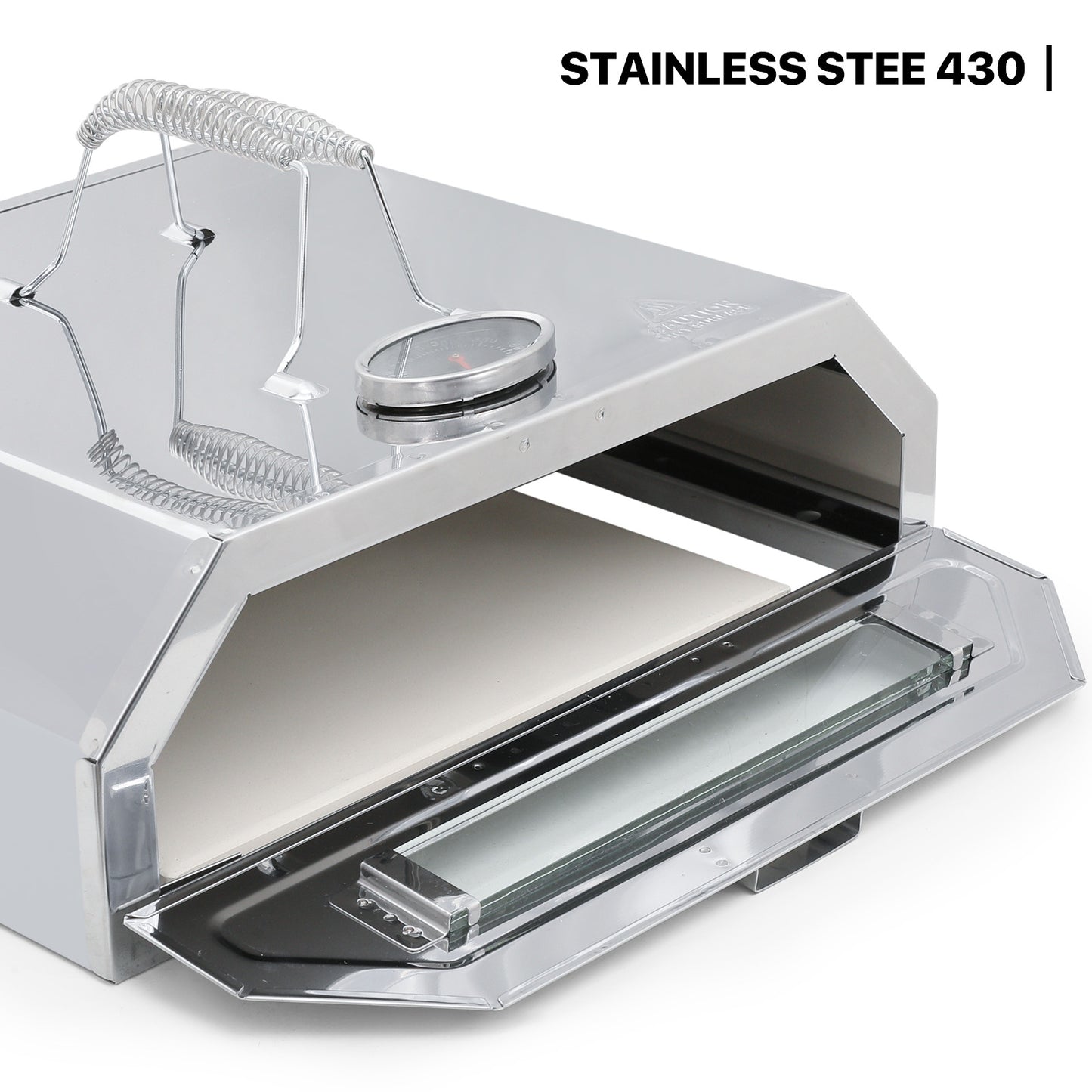 Stainless Steel Pizza Oven for Grill - 14.7*11.5*4.7 inch -11*9 inch Pizza Stone - Silver