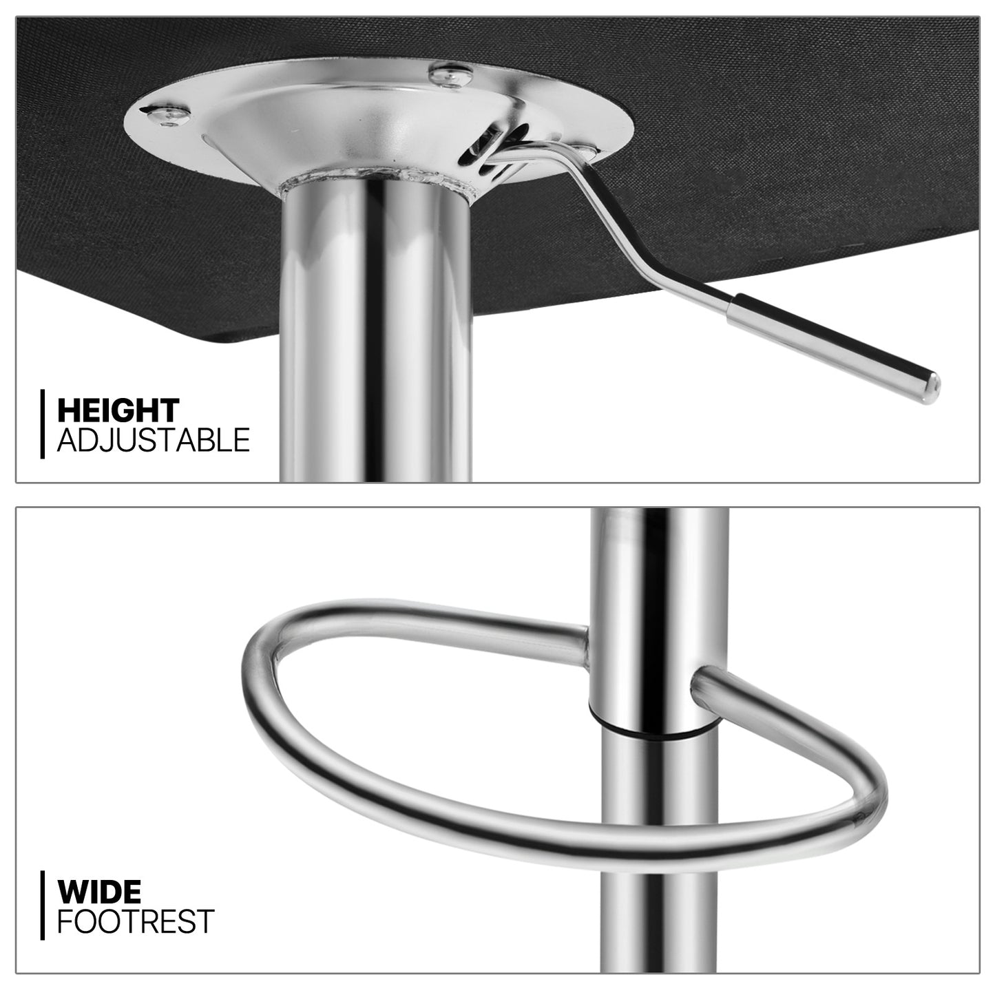 Set of 2 Leather Bar Stool Modern Adjustable Swivel Kitchen Counter Height Chair