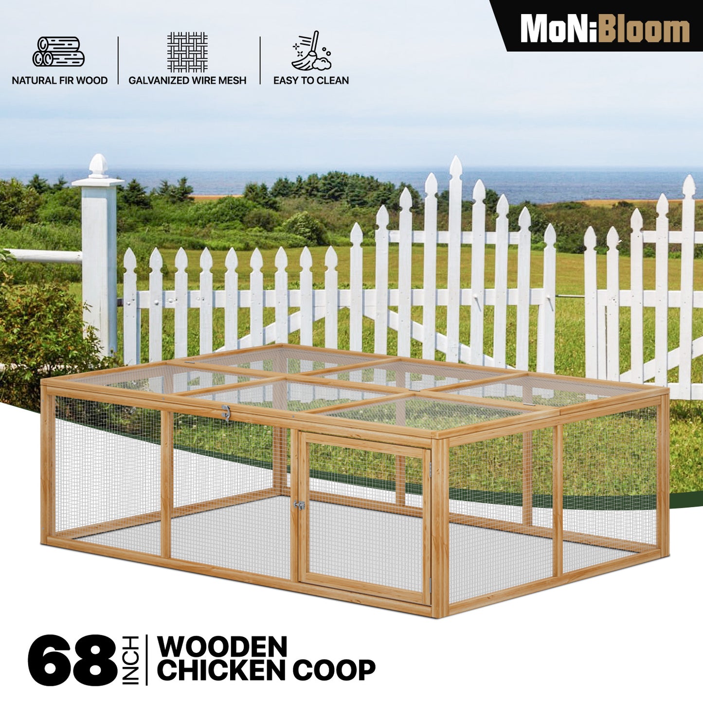 68"x48" Wooden Chicken Coop Rabbit Hutch