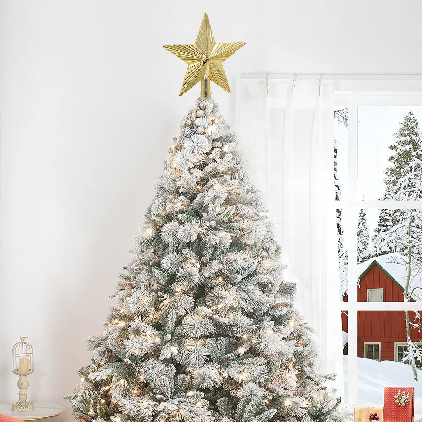Tree Topper Star - 6'' Height - Pumpkin Texture - Gold