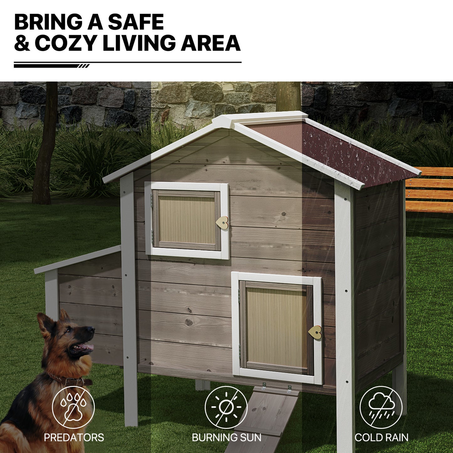 Wooden Chicken Coop with Removable Tray+Ventilation Door+Nesting Box