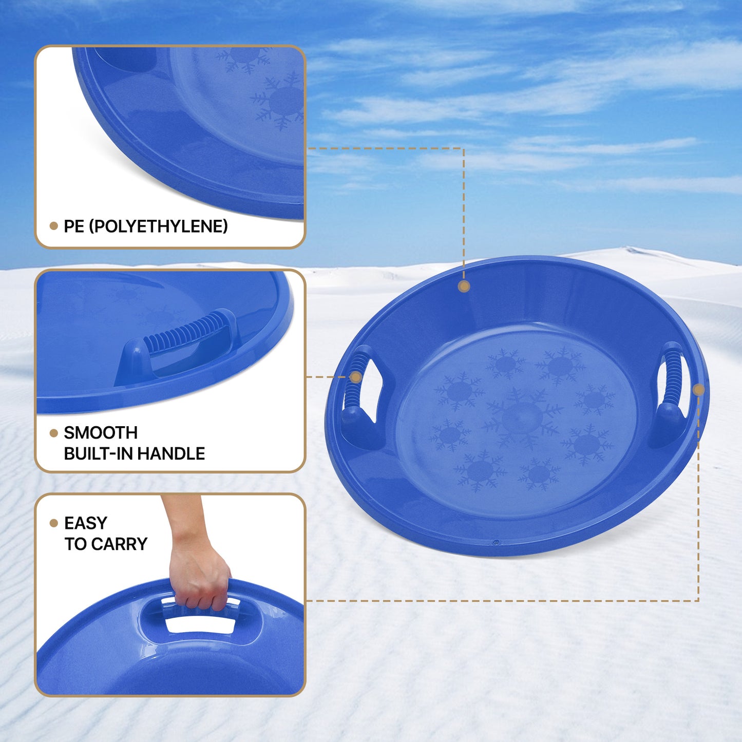 Set of 2 Saucer Snow Sled - 25'' Diameter - Red & Blue