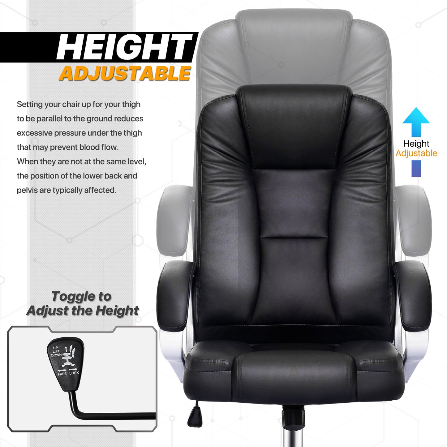 Faux Leather Executive Chair - 29" x 47" Studded Mat Set