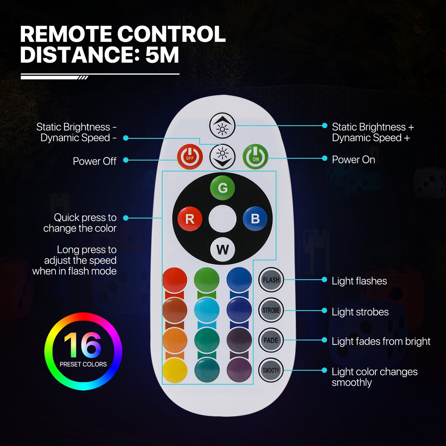 LED - Stool - Dice Cube - 16 Colors Remote Control