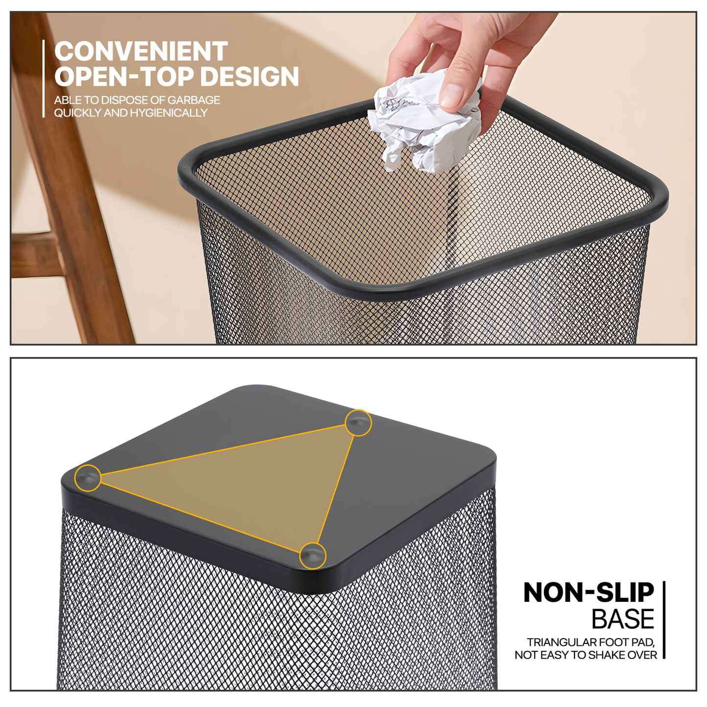 5 Gallon Trash Can - 2 Pieces - Rectangle Mesh Metal - Open-Top