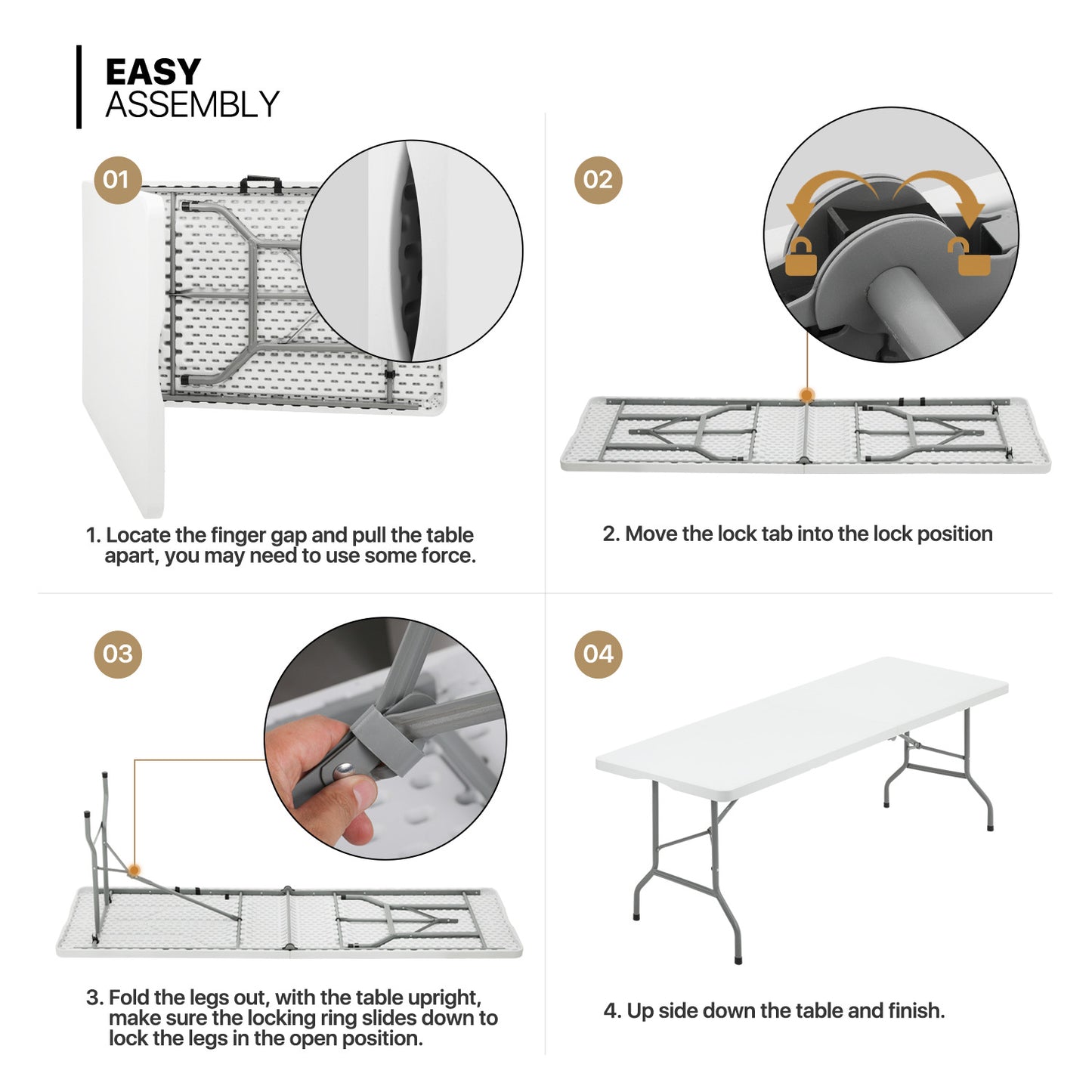 Rectangular 94" Foldable Table