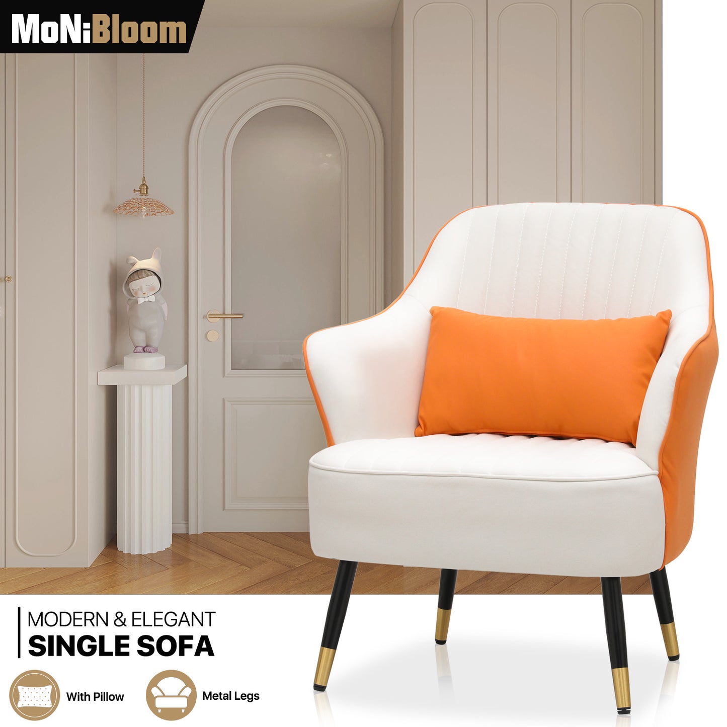 Laux Leather Accent Chair - Single Sofa - 30" Width