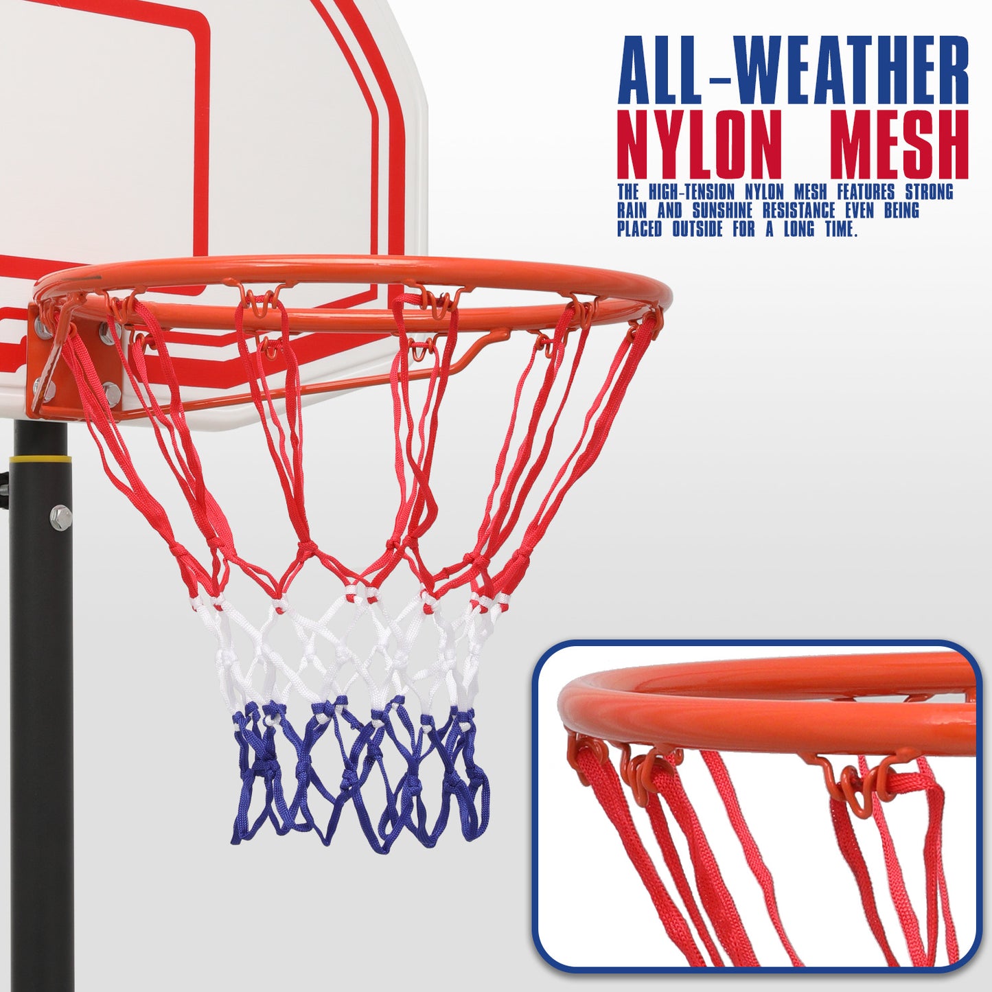 7 ft Adjustable Height Basketball Hoop - White Backboard