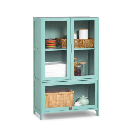 Visible Three-Doors Cupboard - Bamboo/Acrylic - Green