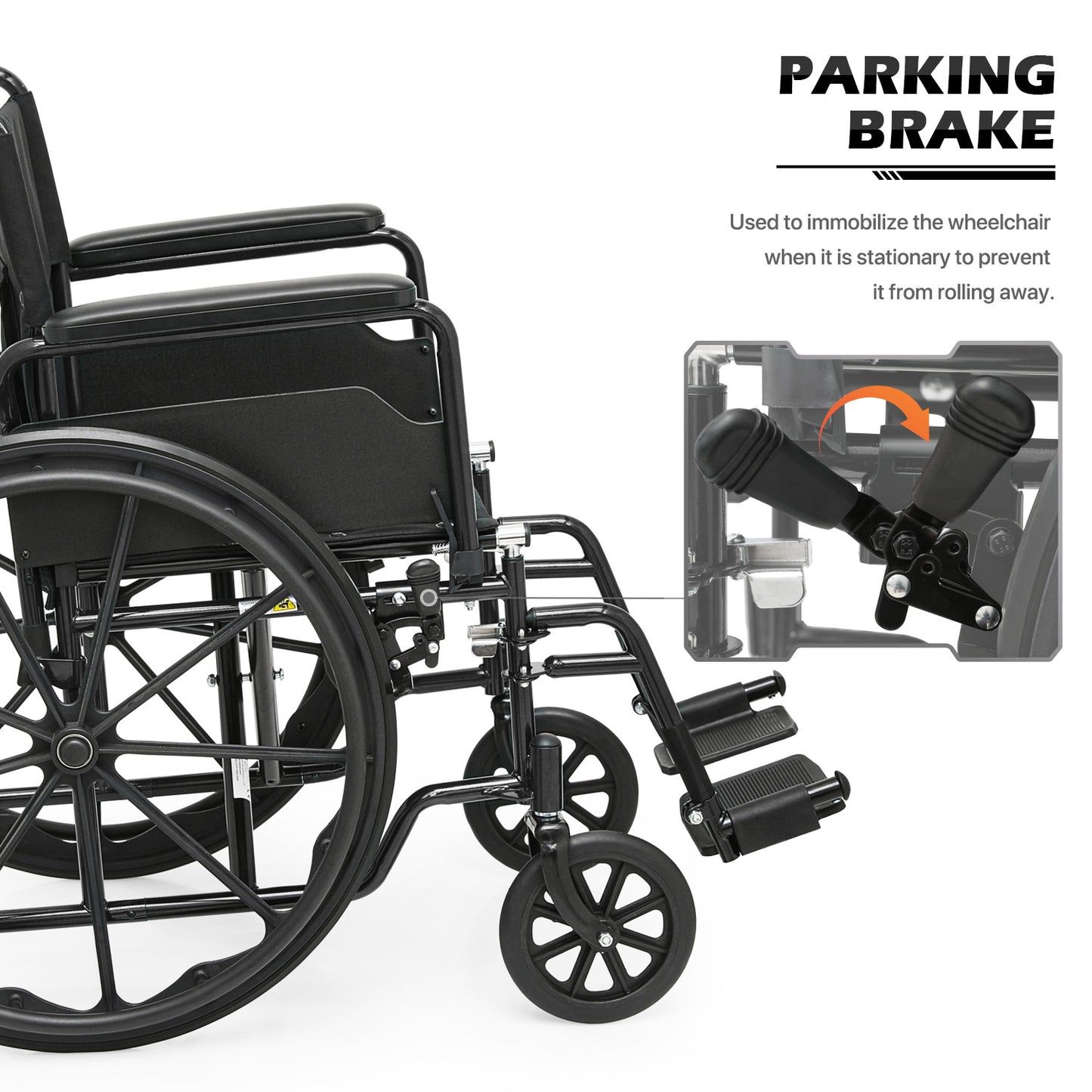 Manual Wheelchair - Black, FDA Approved - 18"x16" Seat