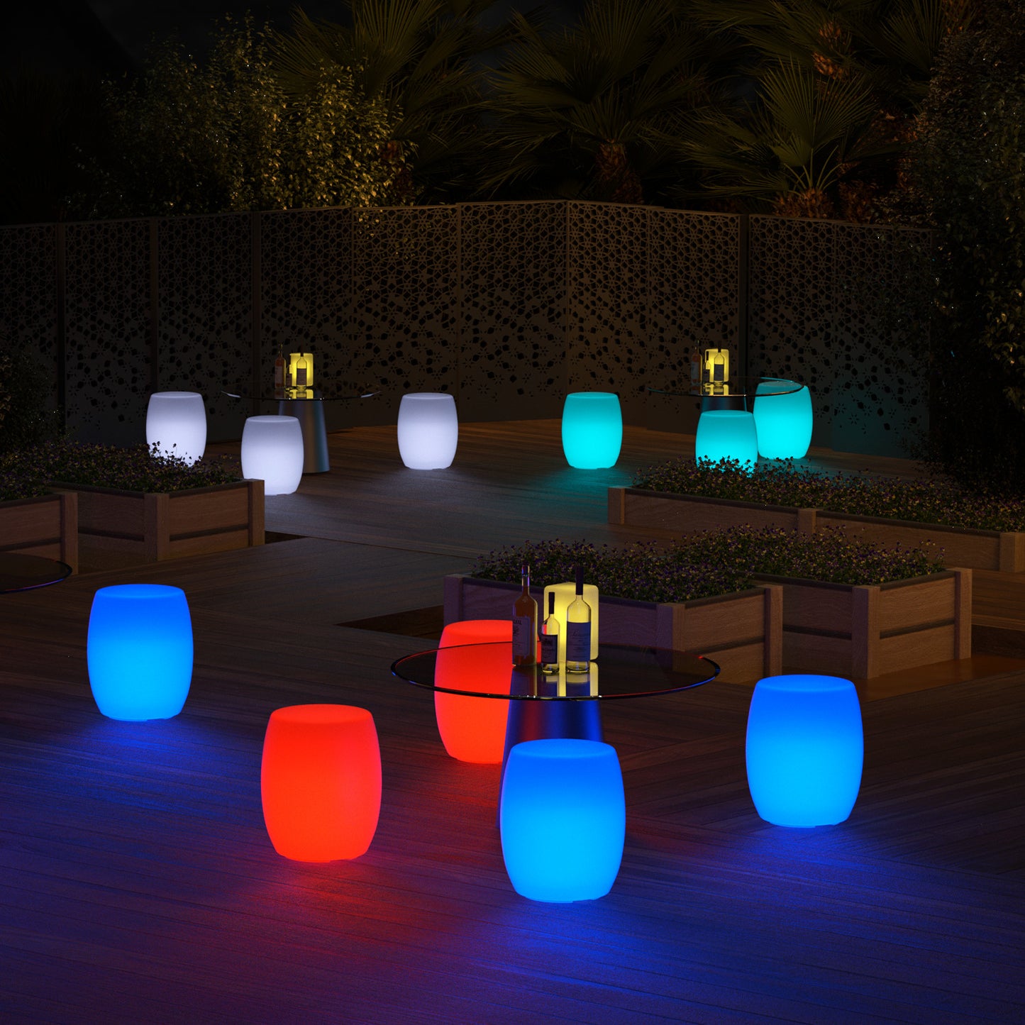 LED - Chair - Barrel Shape - Backless - 16 Colors Remote Control