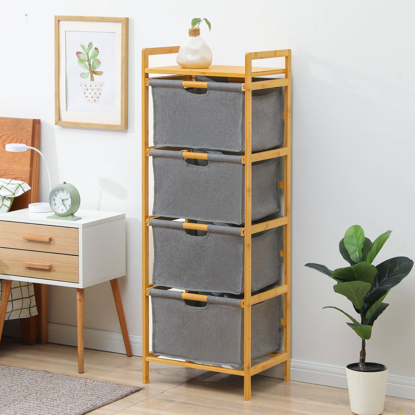 Fabric Drawer Clothes Organizer - Bamboo/Fabric - Grey