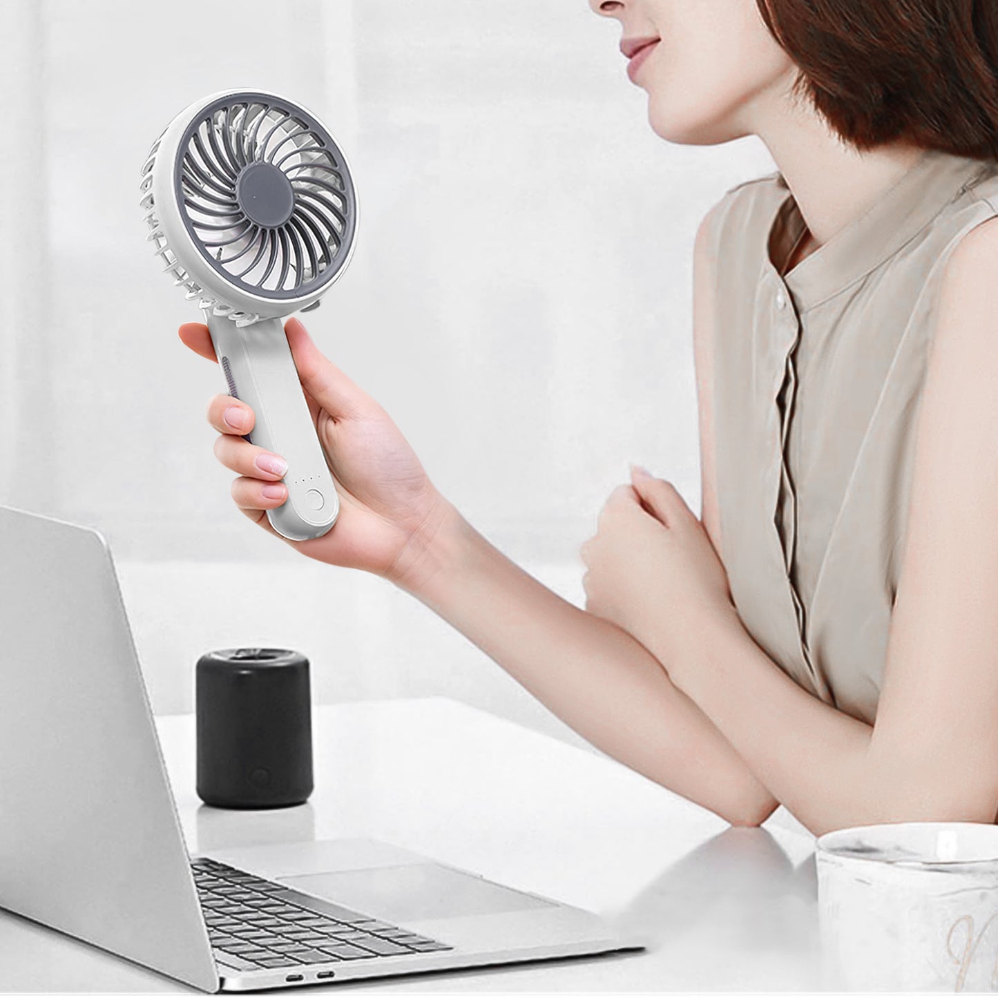 6" USB Handle Fan -3 Speeds - w/Lanyard