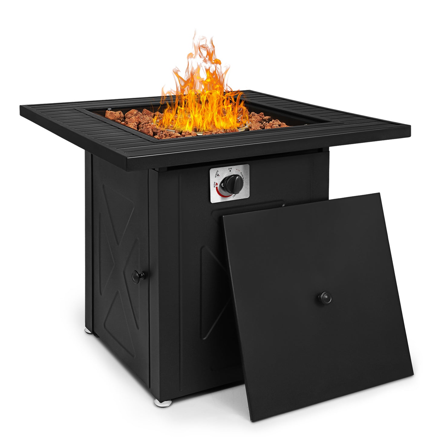 28" Square Fire Pit - Black