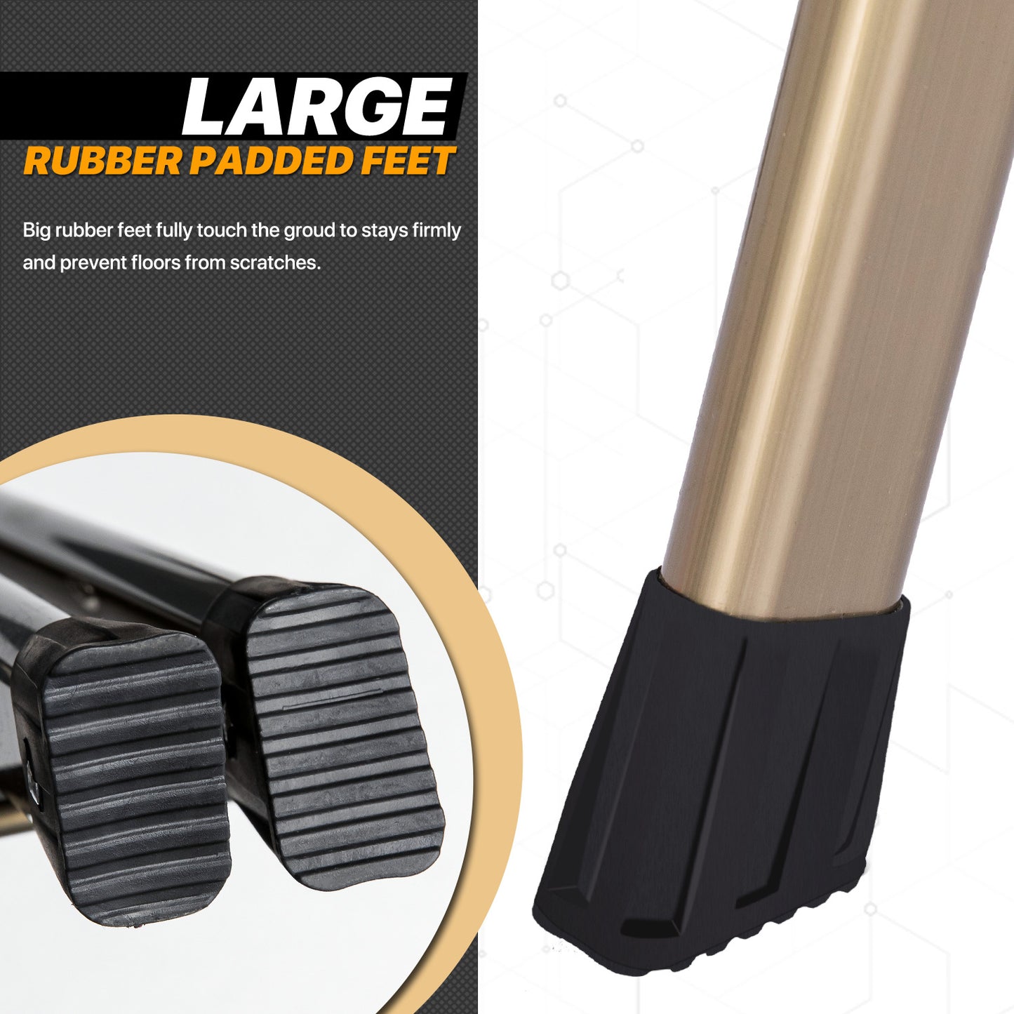 U-Shaped Padded Handle Folding Step Ladder - 3 Steps 3.78 ft/45.3", Gold