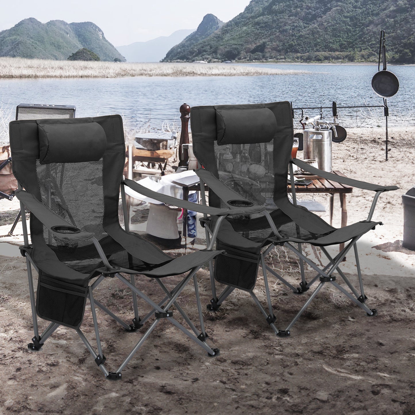 Outdoor Camping Chairs - Steel Tube - Oxford Fabric - 2P