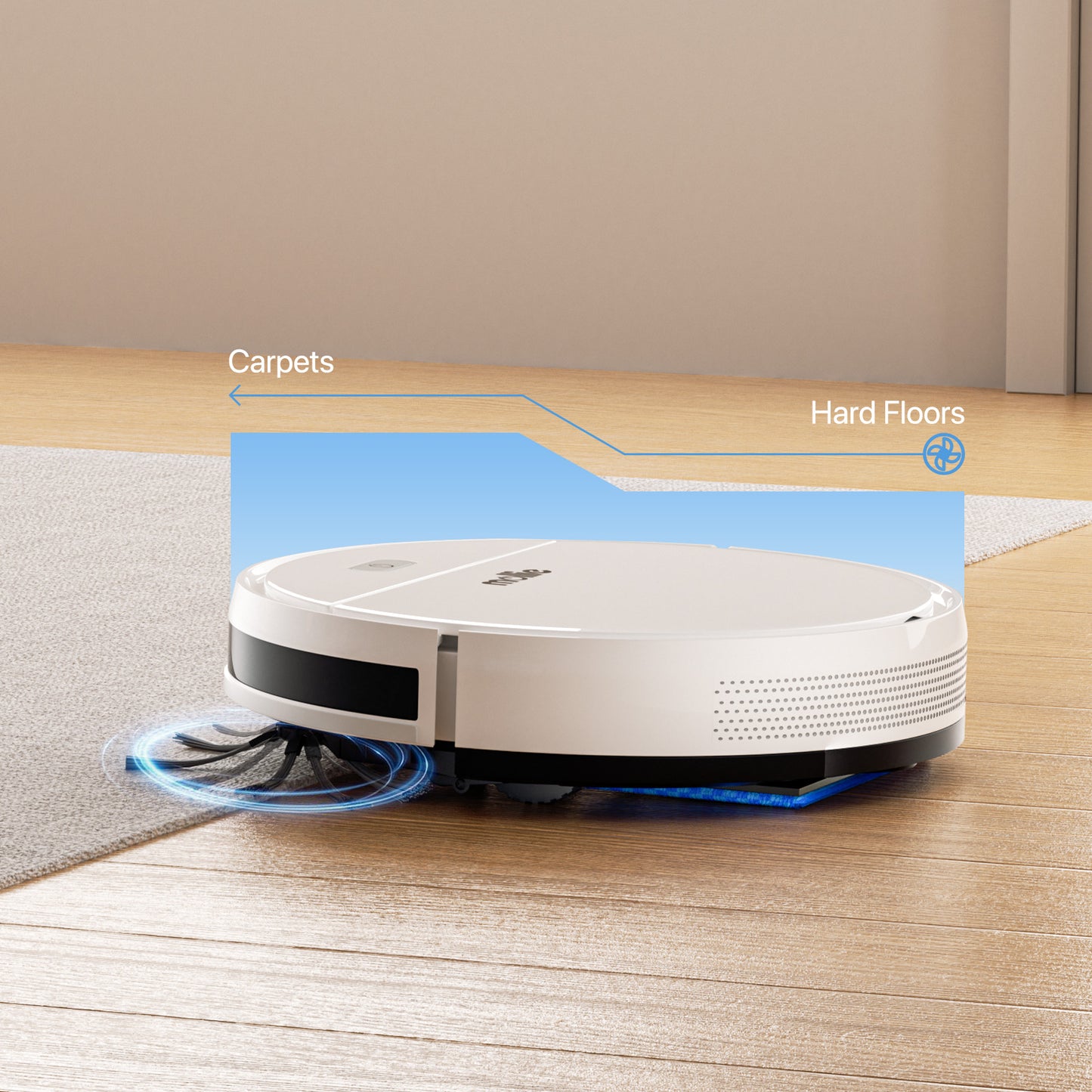 Robot Vacuum - 310ml Dustbin - w/Dry Mop+Remote Control - White