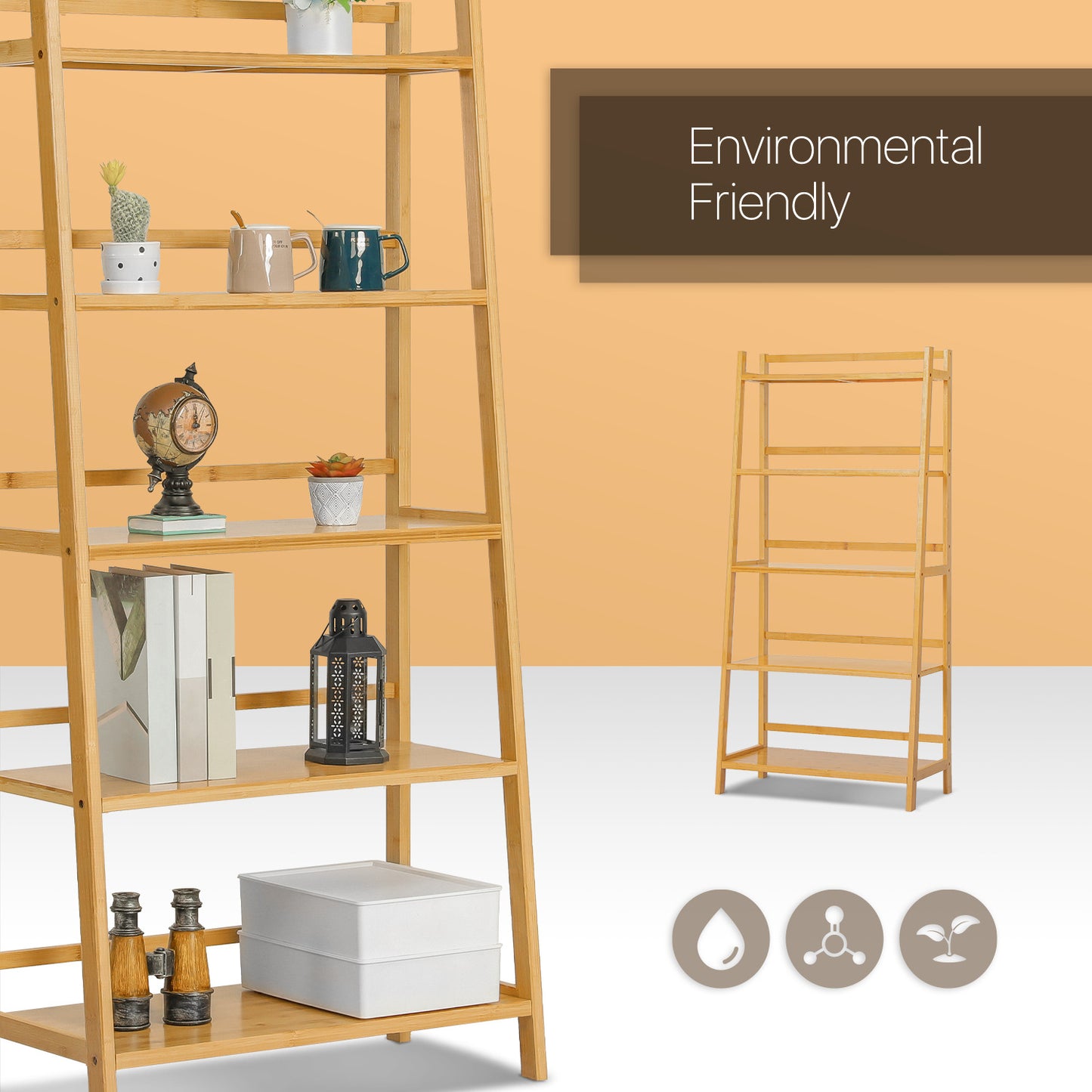 Simplified Trapezoid Multi-Functional Flower Plant Rack - 5 Tier - Natural