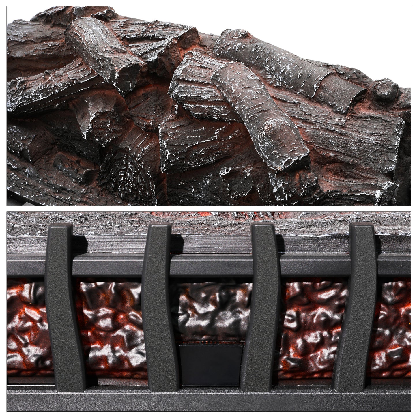 Electric Fireplace - 1500W Space Heater - Logs and Inserts - 5 Level Flame Brightness - with Remote