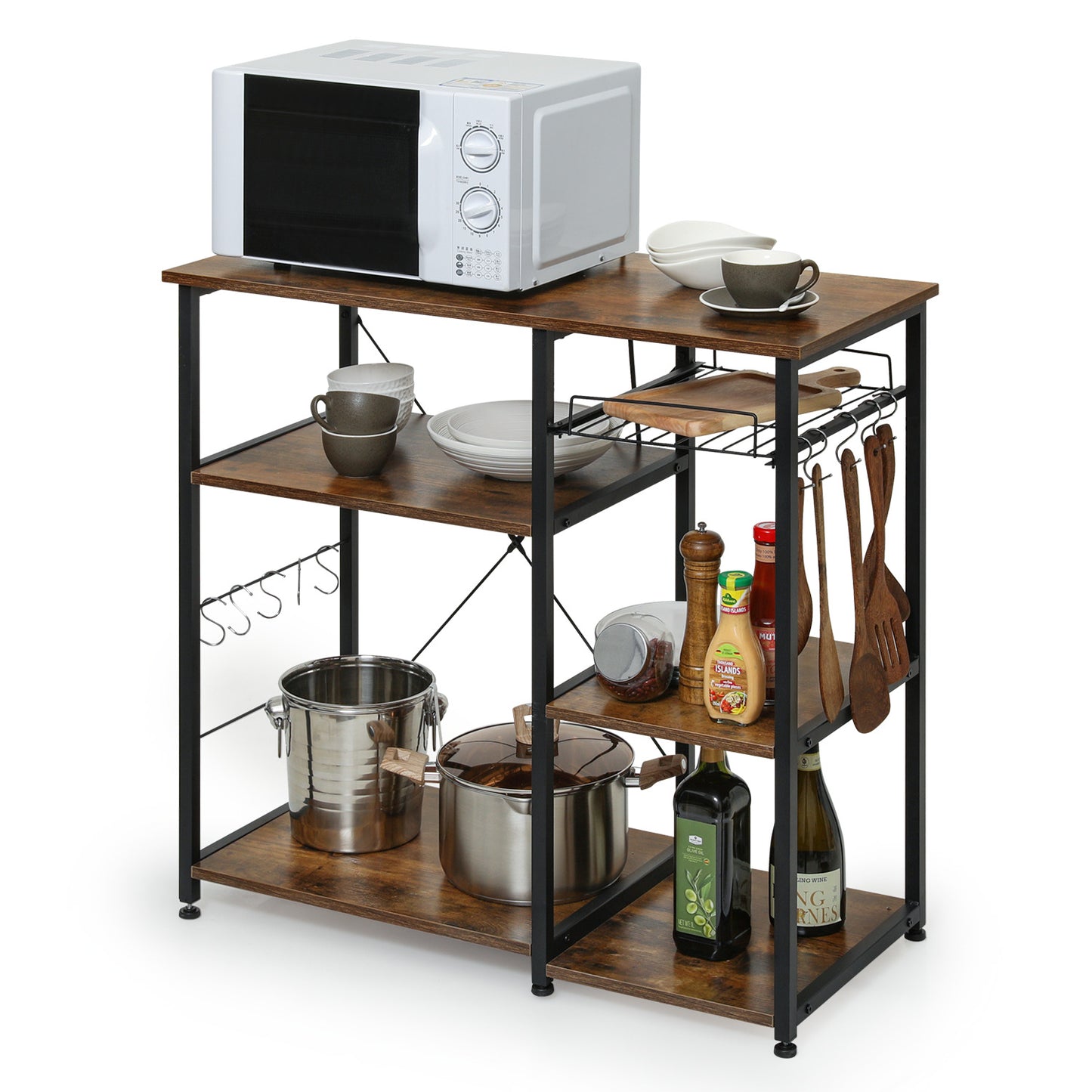 Kitchen Baker's Rack 35.5"x16"x33" - with Shelf & Movable Basket