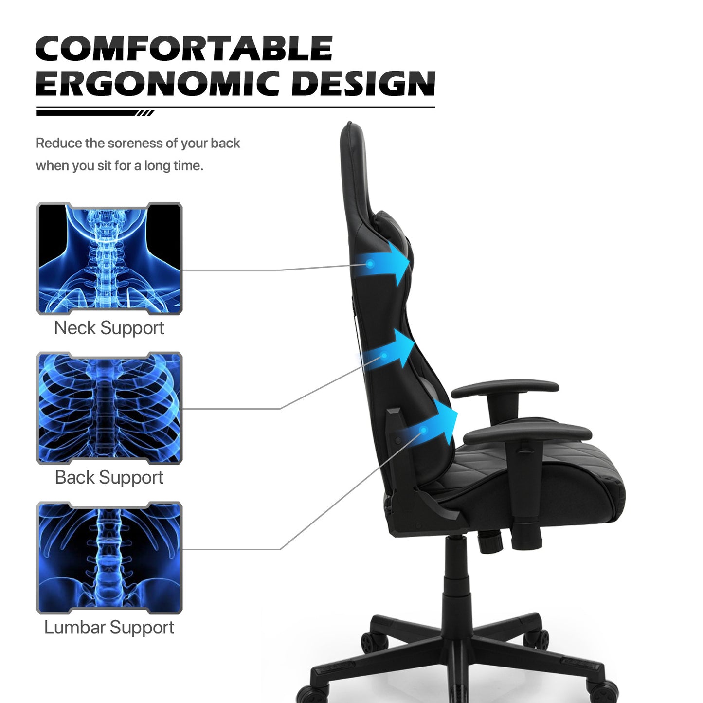 Gaming Chair w/Lumbar Support & Headrest #005