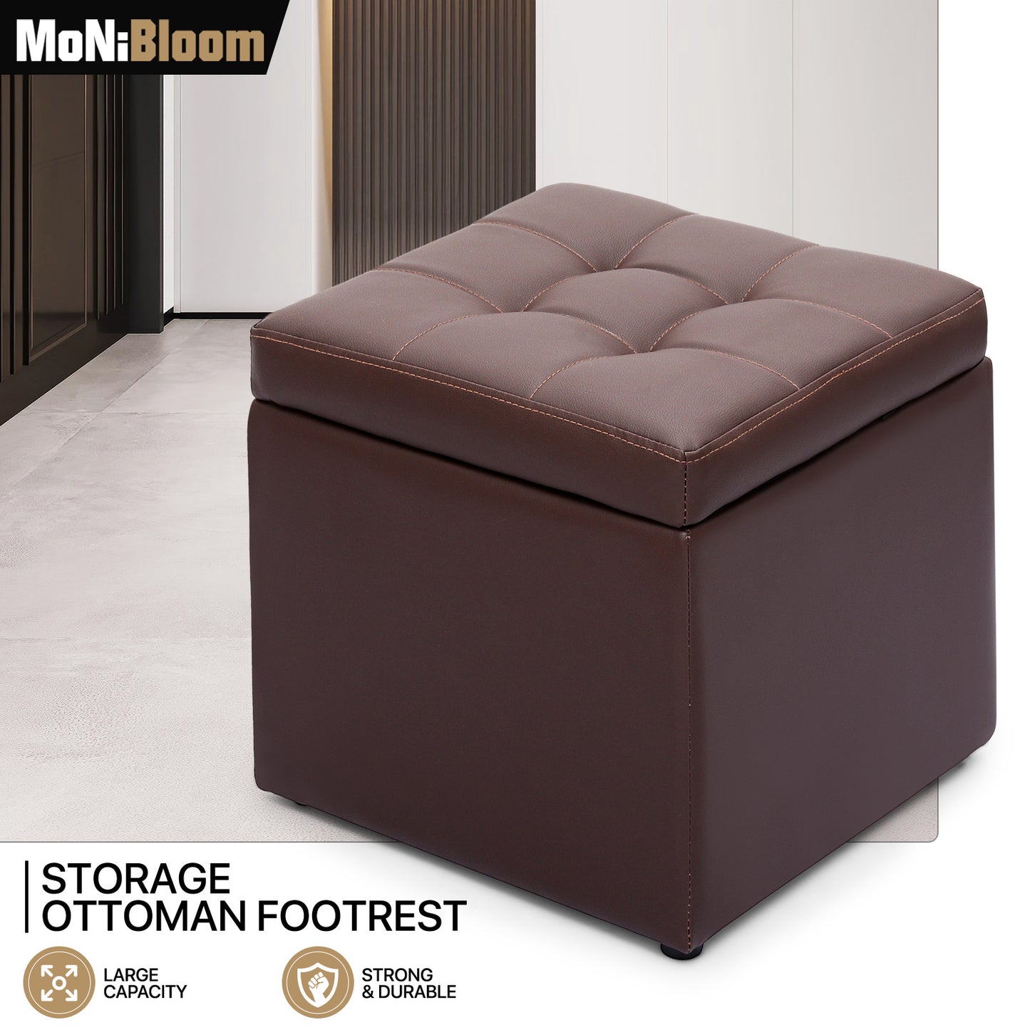 Living Home Decor Classic Cube Unfold Storage Ottoman Benches Faux Leather