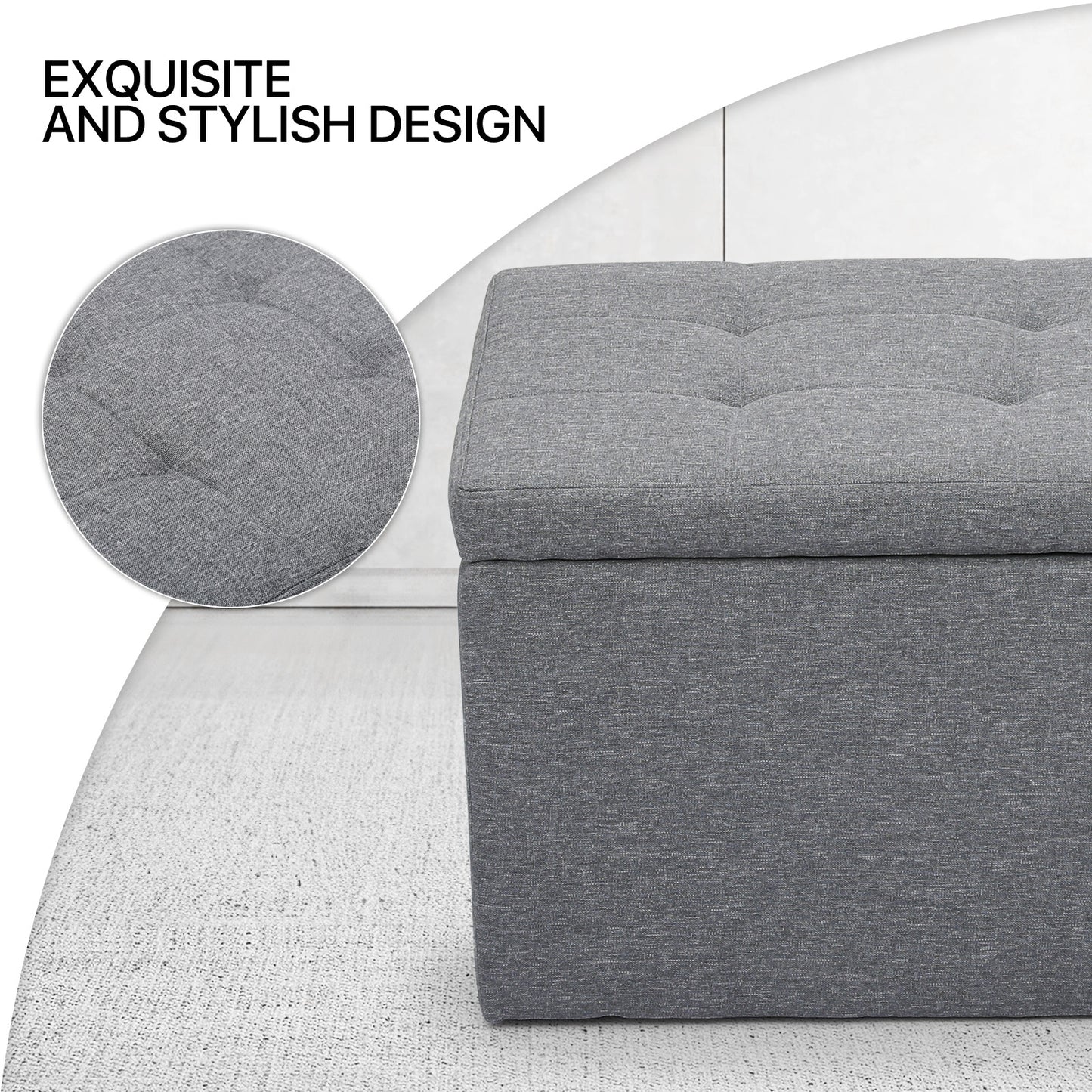 Set of 3 Lift top Storage Ottoman Bench Upholstered Footrest w/2 Cube Stool