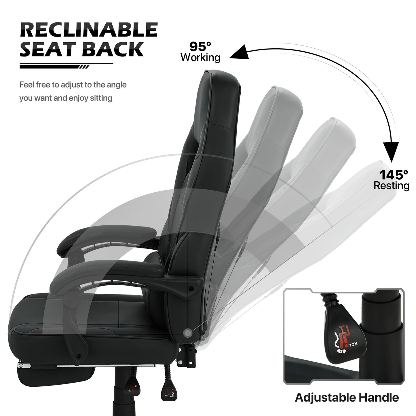 Reclinable Gaming Chair w/Footrest #003