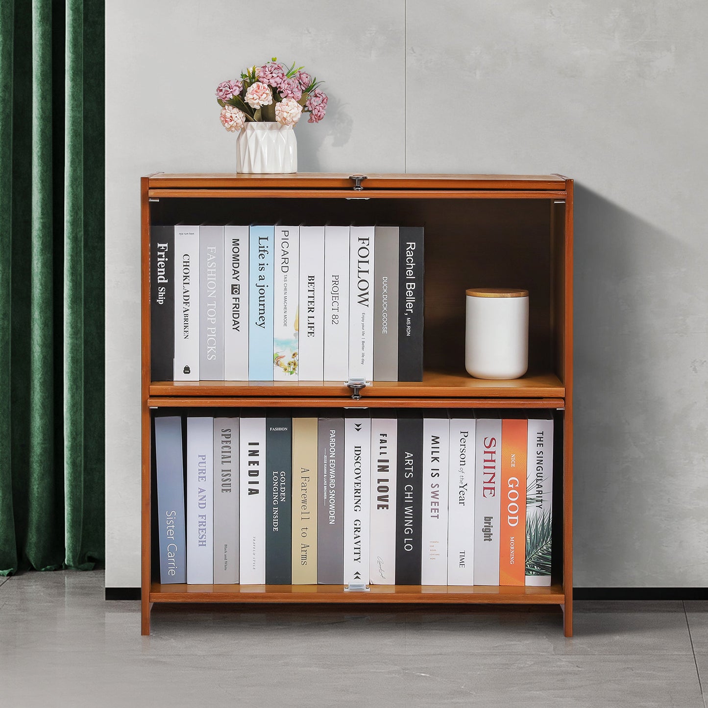Slide Up Door Multi-Functional Storage Cabinet - 2 Tier - Brown