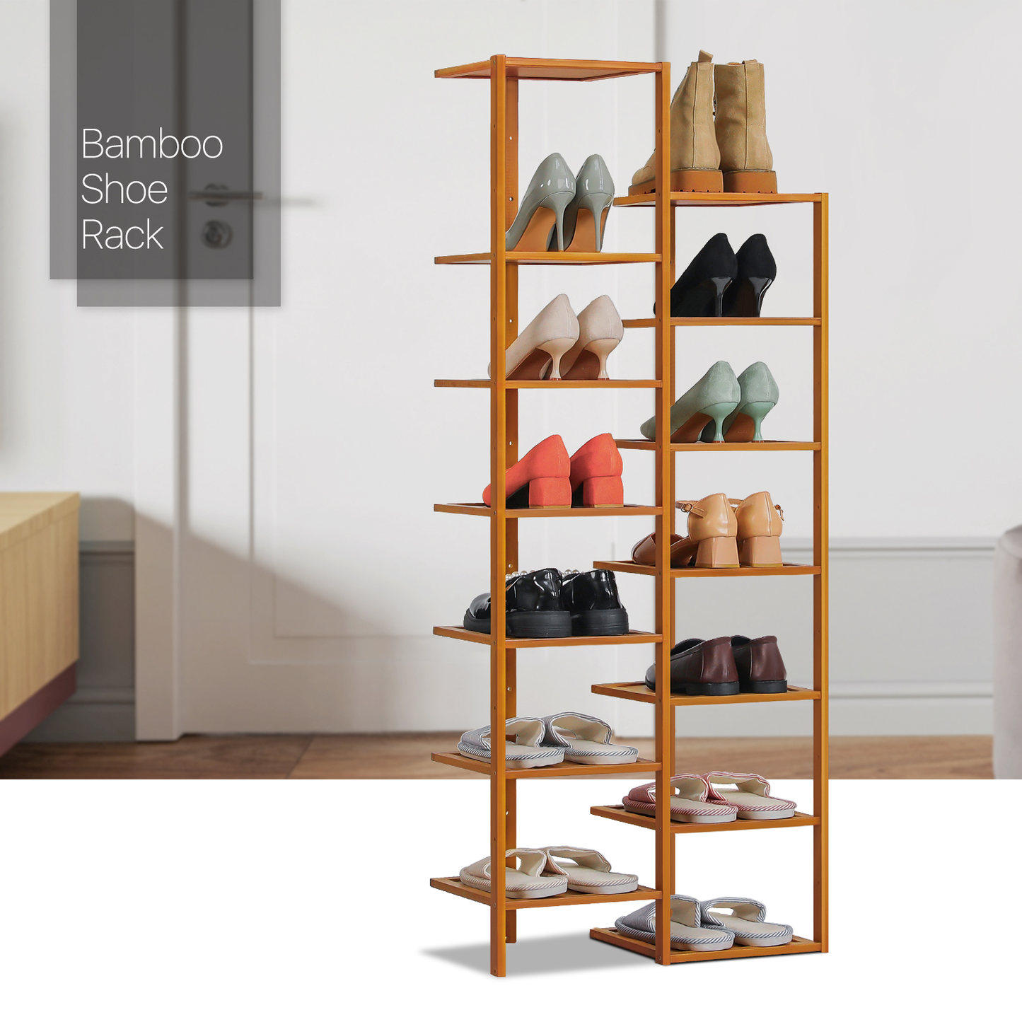 21" Twin Stand Shoe Rack - Brown