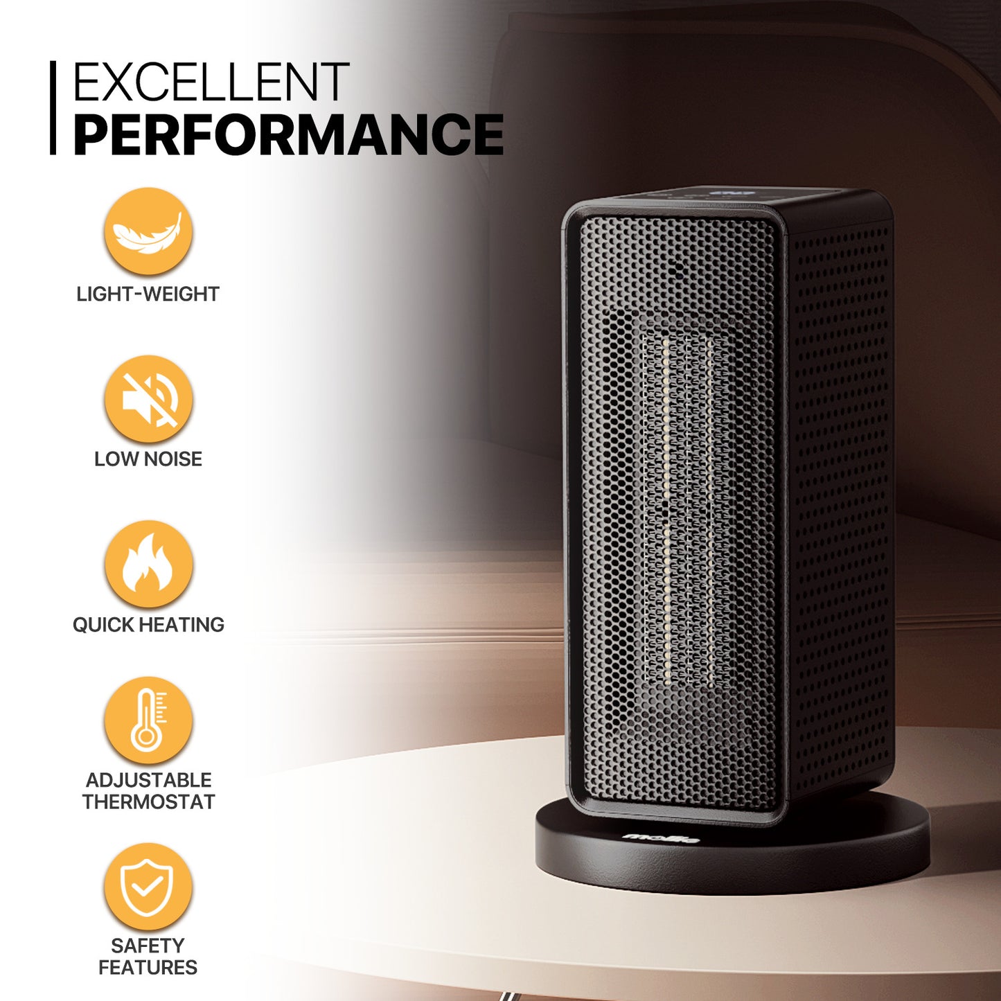 1200W Cuboid PTC Electric 160 sq.ft Space Heater - LCD Display