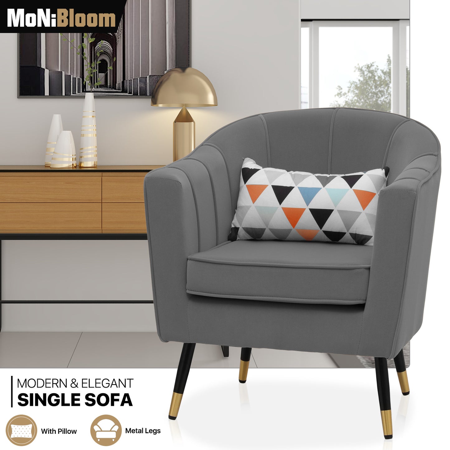 Suede Accent Chair - w/Detachable Cushion - Club Single Sofa - 31" Width